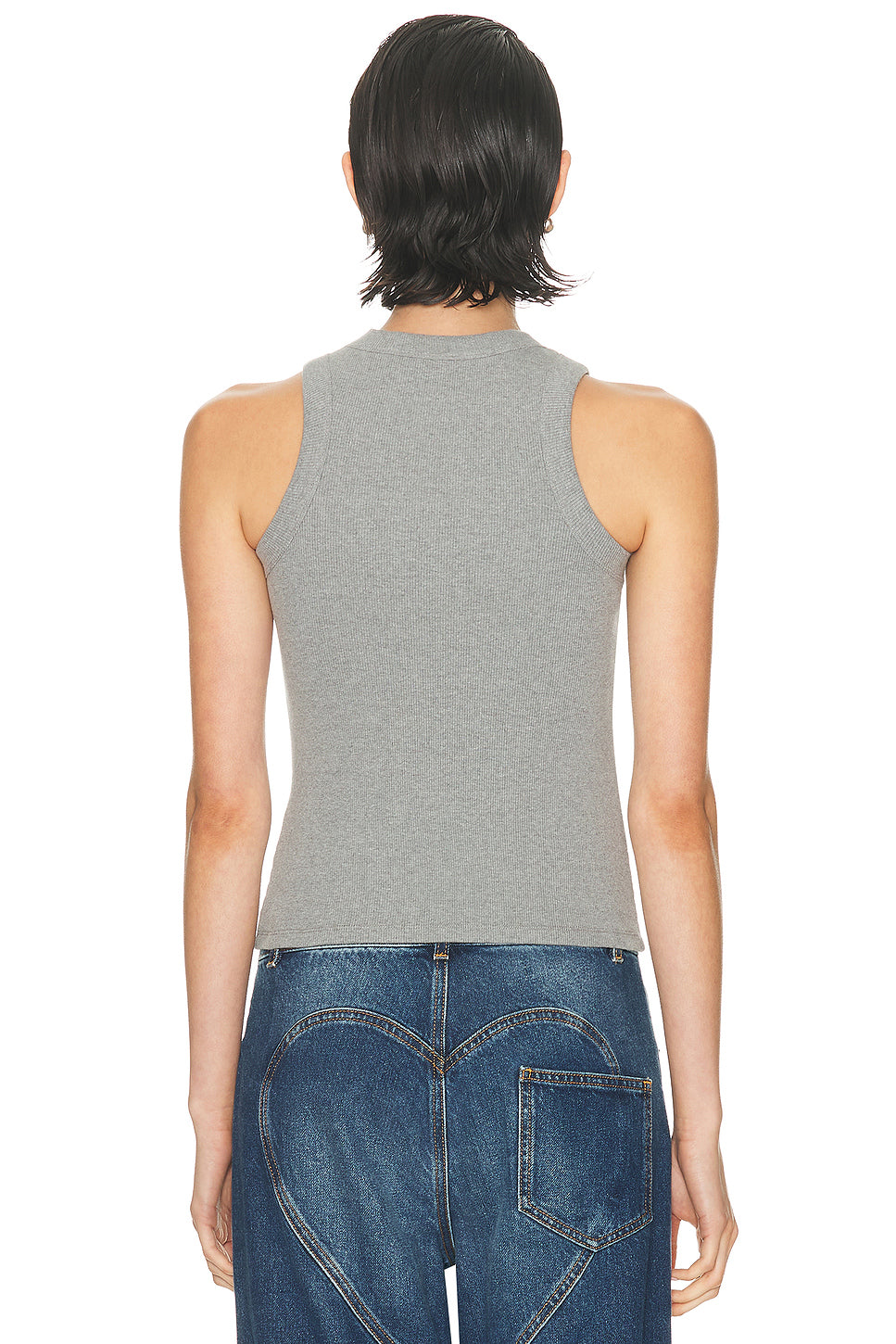 Distressed Crystal Ribbed Knit Tank Top