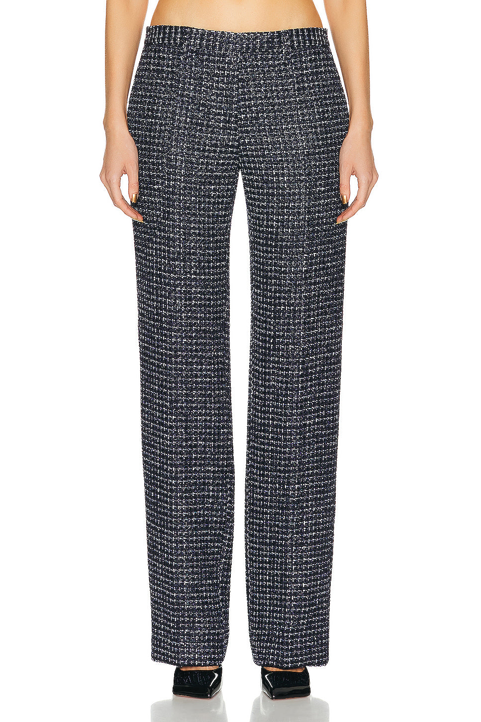 Sequin Checked Tweed Trouser