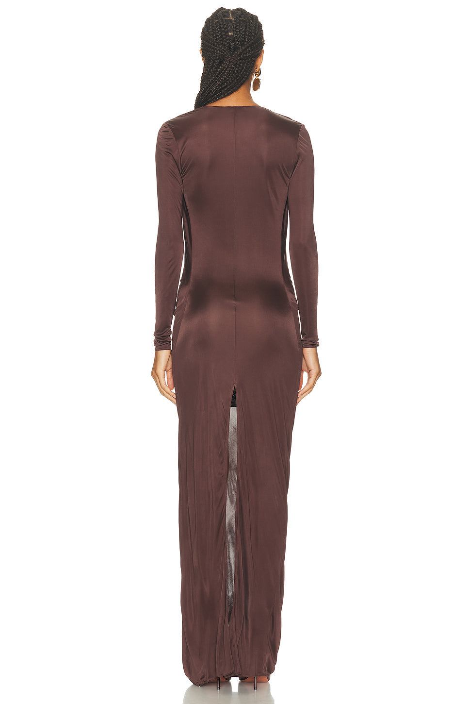 Plunge Neck Long Dress