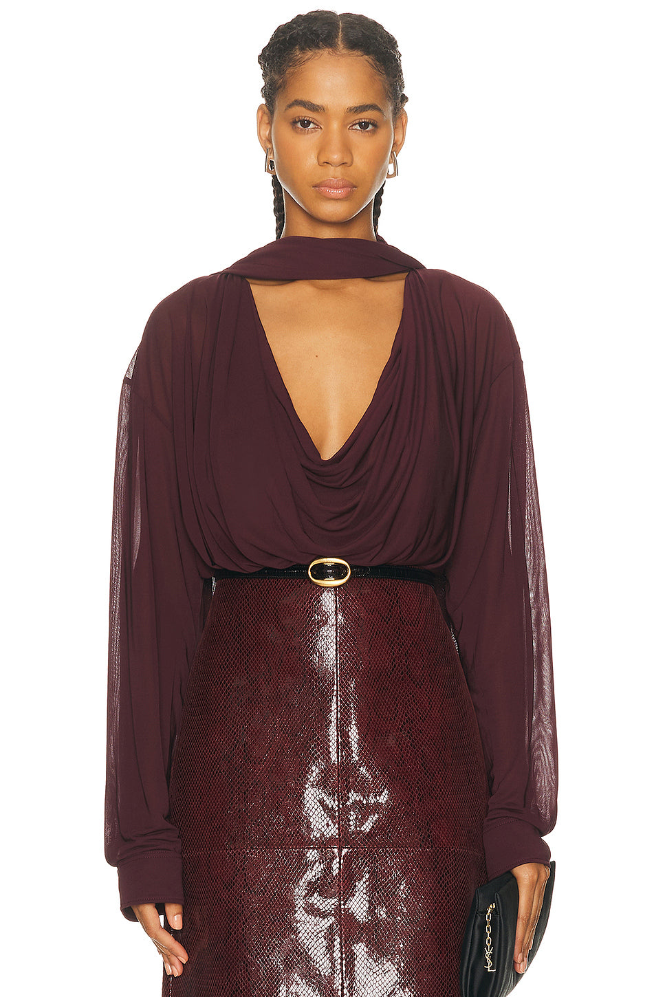 Draped Collar Blouse