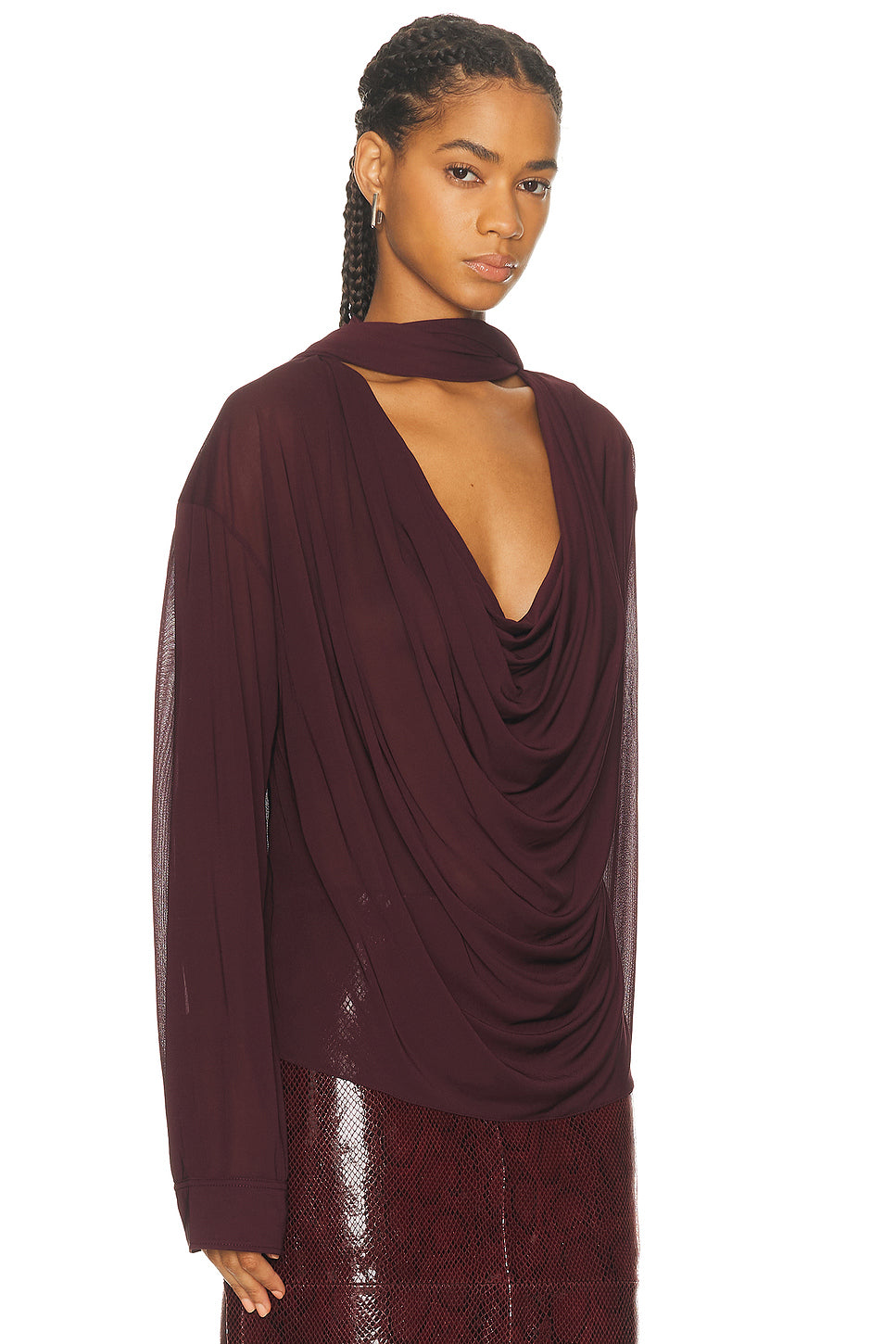 Draped Collar Blouse