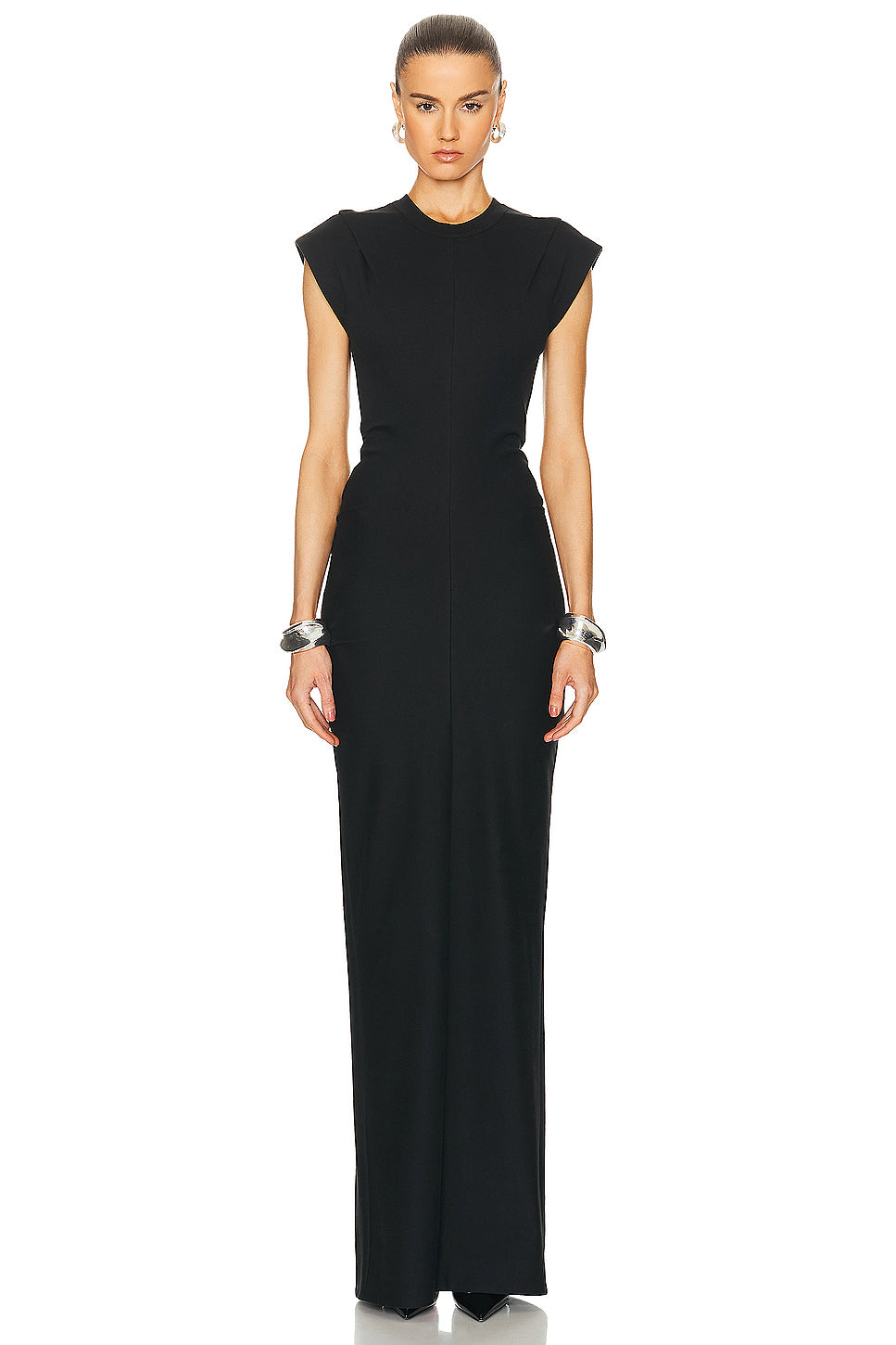 Drop Shoulder Crew Neck Maxi Dress With Side Drape