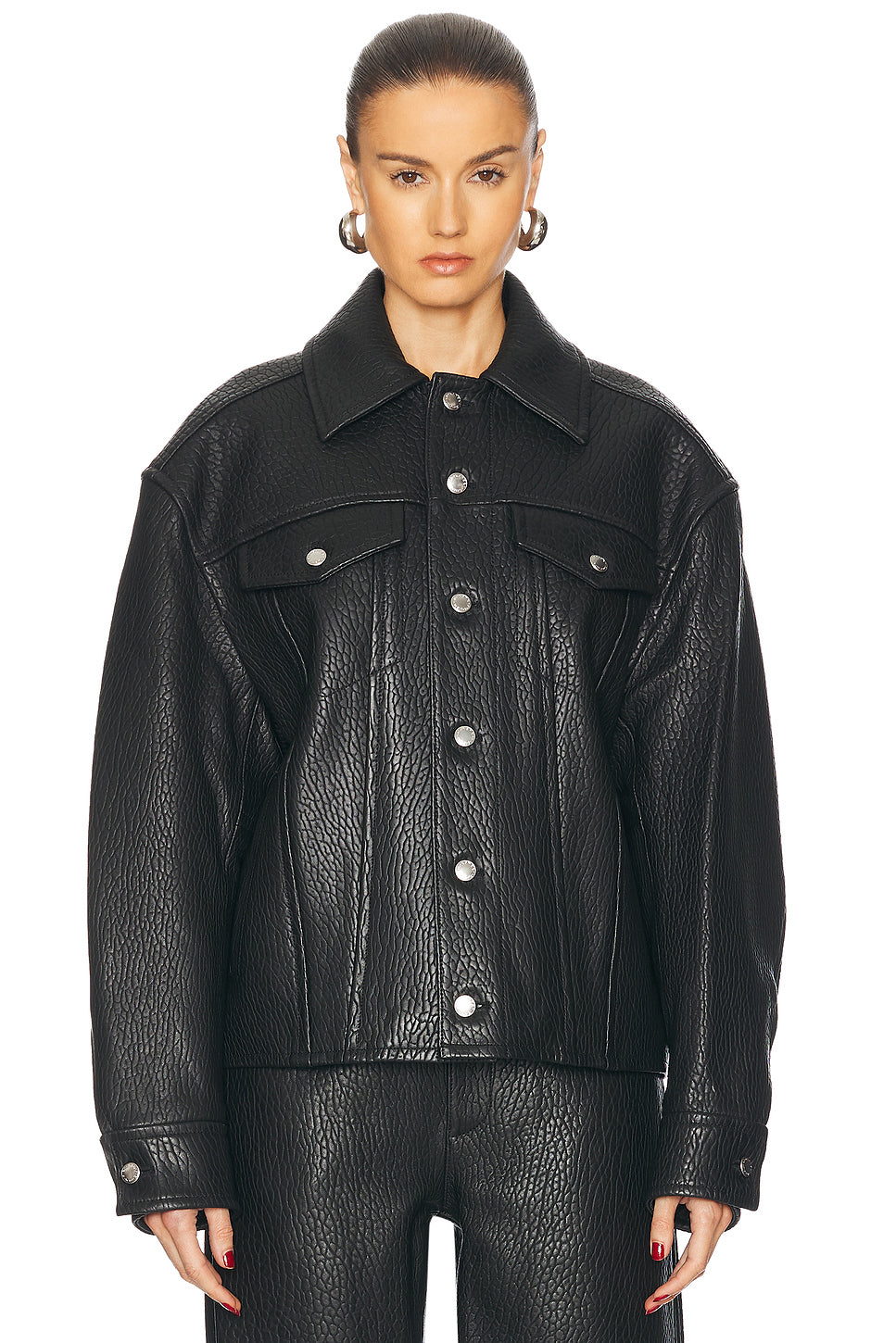 Oversized Curved Sleeve Trucker Jacket