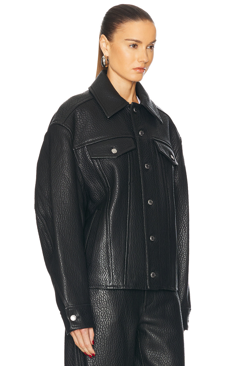 Oversized Curved Sleeve Trucker Jacket