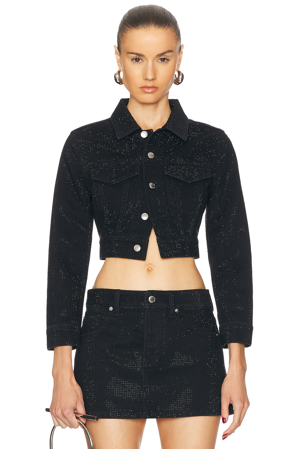 Hotfix Crystal Shrunken Trucker Jacket