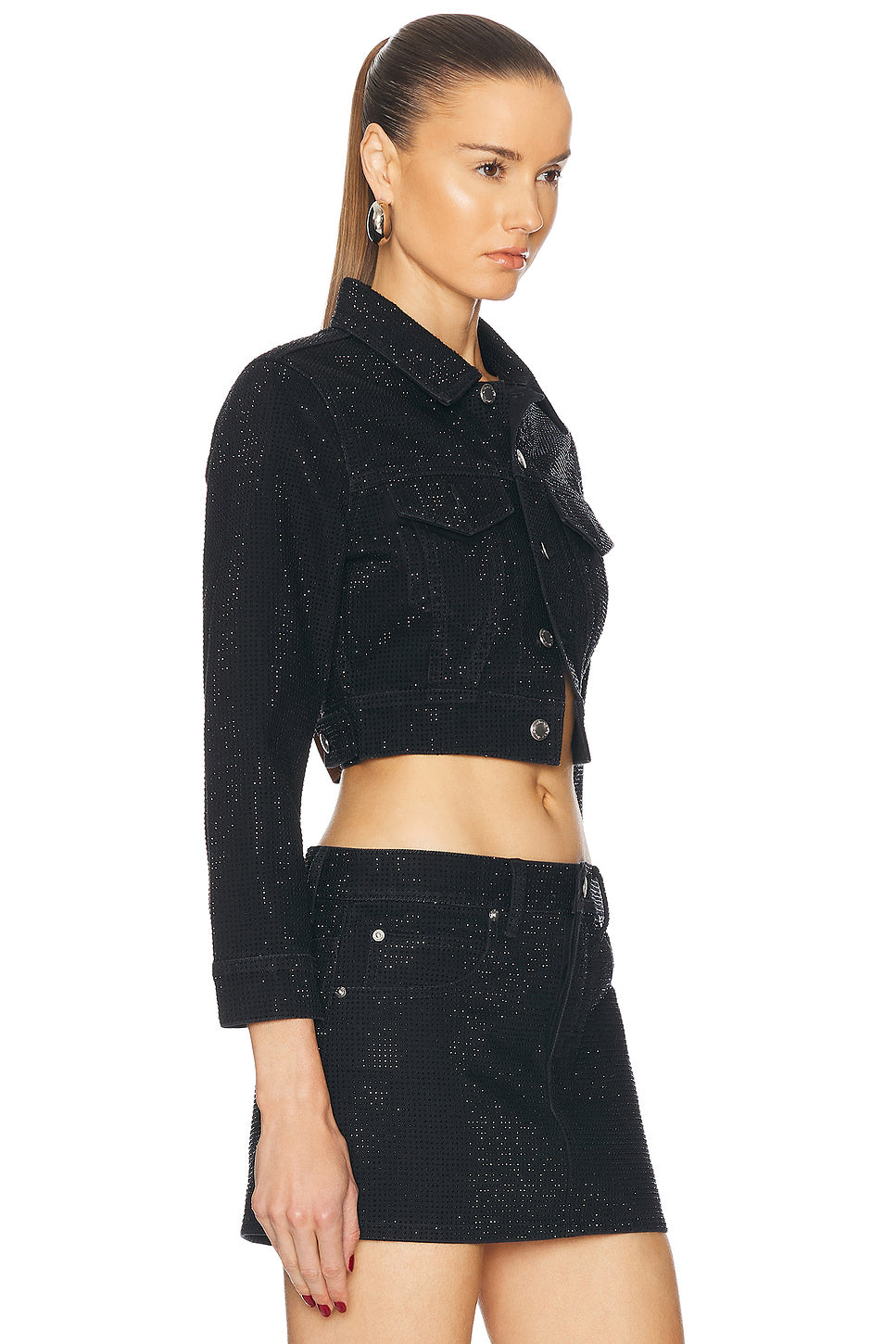 Hotfix Crystal Shrunken Trucker Jacket