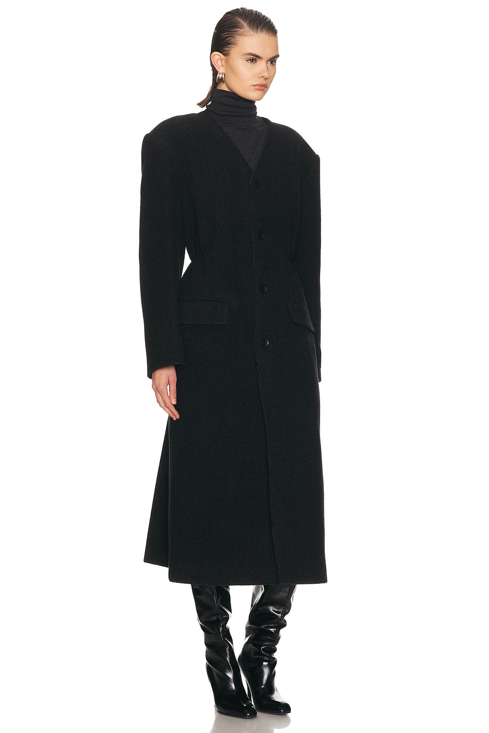 Collarless Elasticated Waist Coat