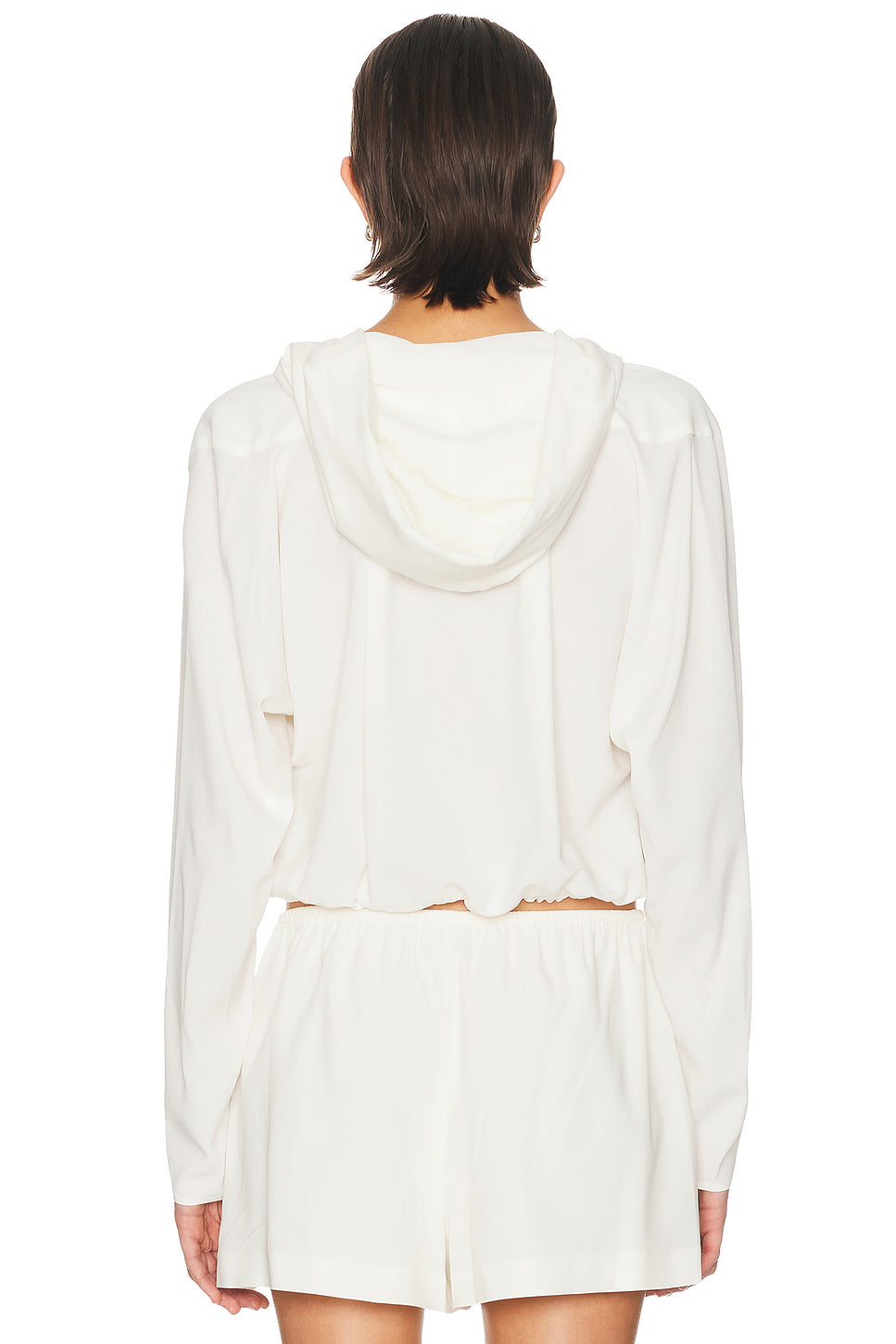 Pleated Neckline Hoodie Sweatshirt