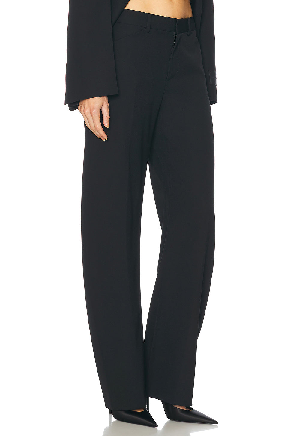 Mid Rise Wide Leg Trouser