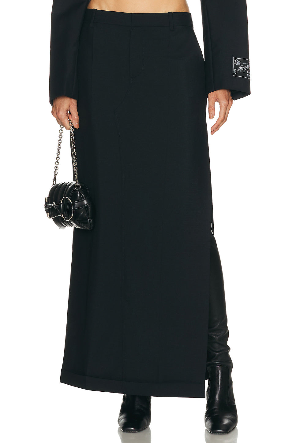 Mid Rise Tailored Maxi Skirt