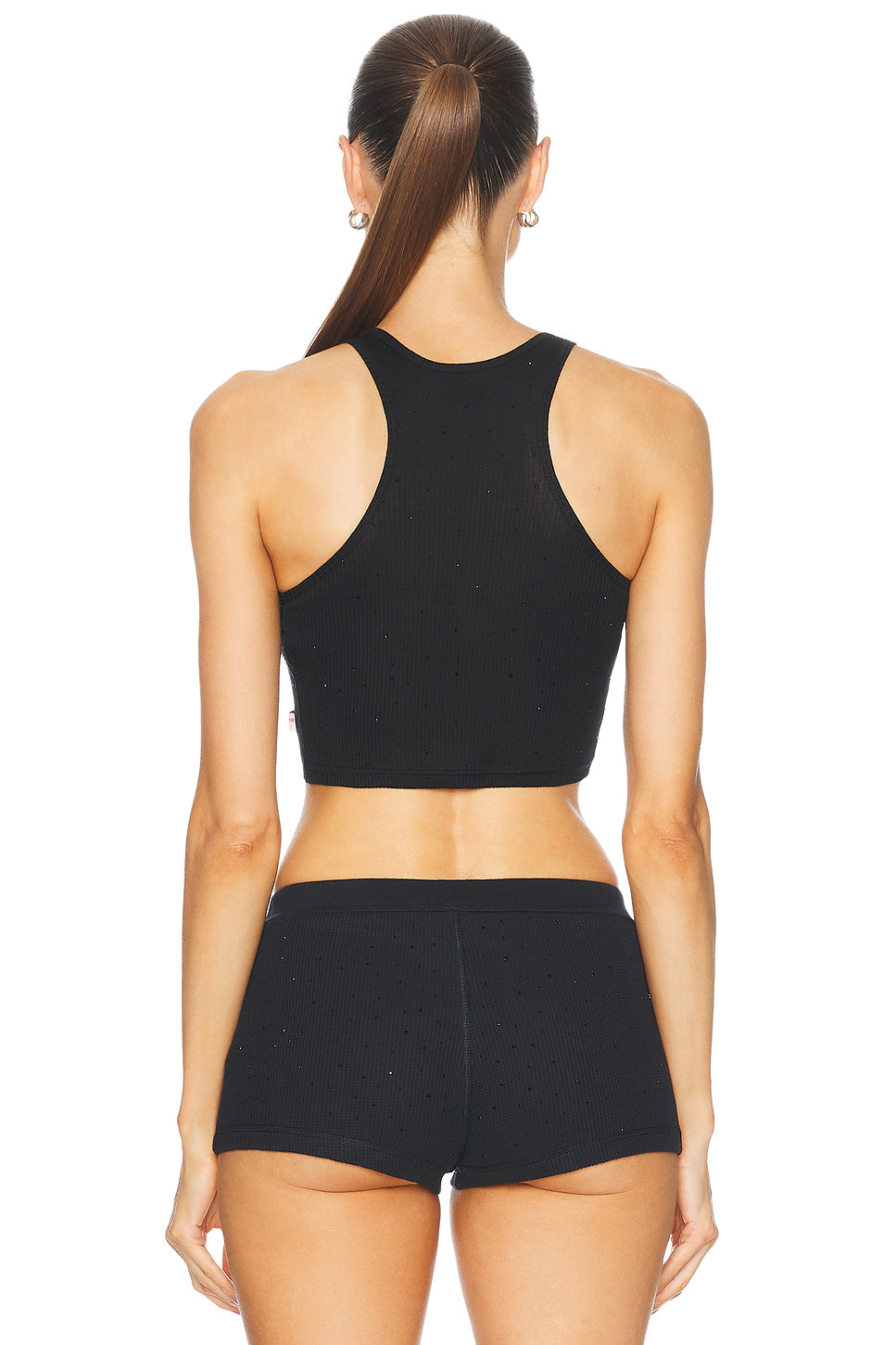 Crystal Hotfix Cropped Classic Racer Tank Top