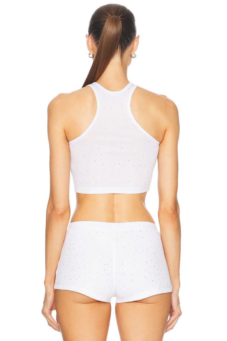 Crystal Hotfix Cropped Classic Racer Tank Top