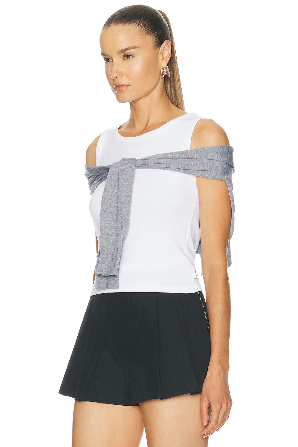 Pre-Styled Tank Top With Draped Cardigan