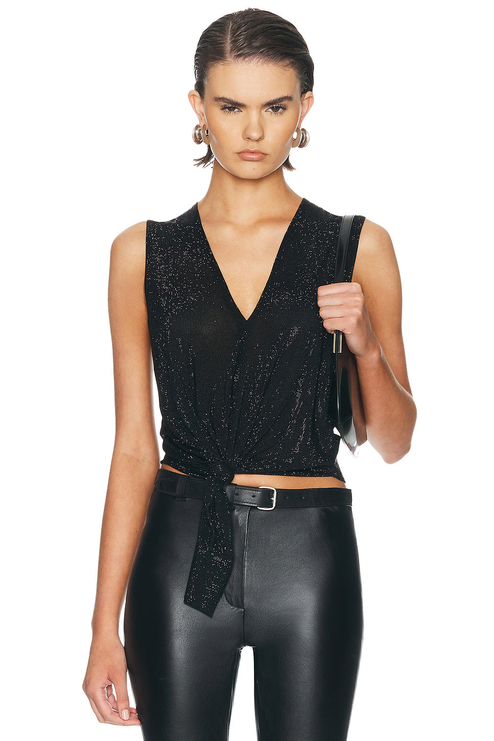 Hotfix Knotted Deep V-Neck Tank Top