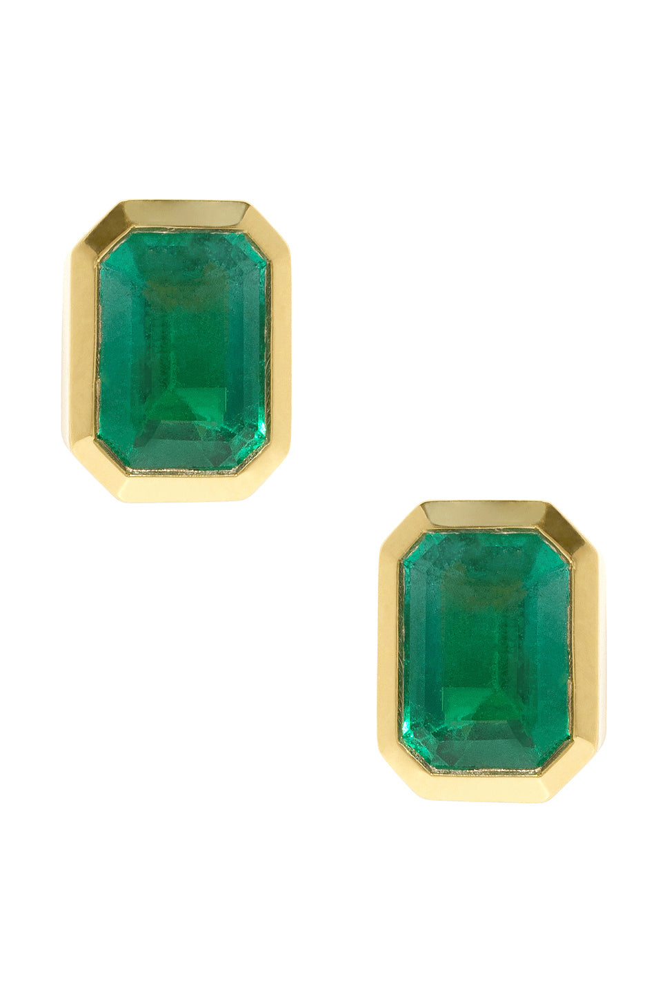 Rich Medium Emerald Stud Earrings