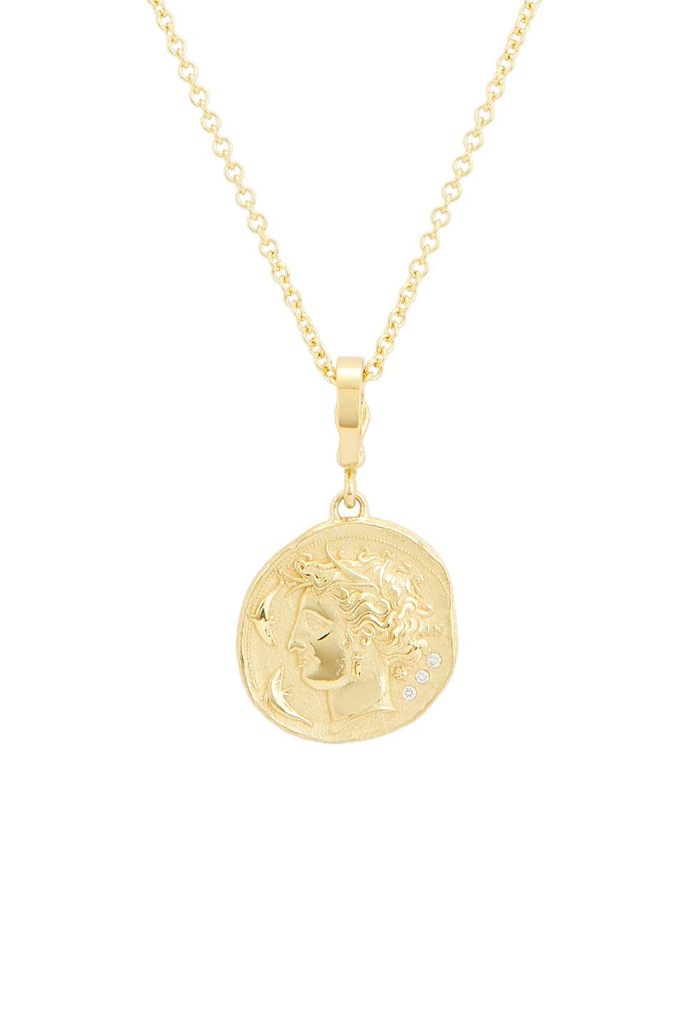 Goddess Small Diamond Coin Necklace