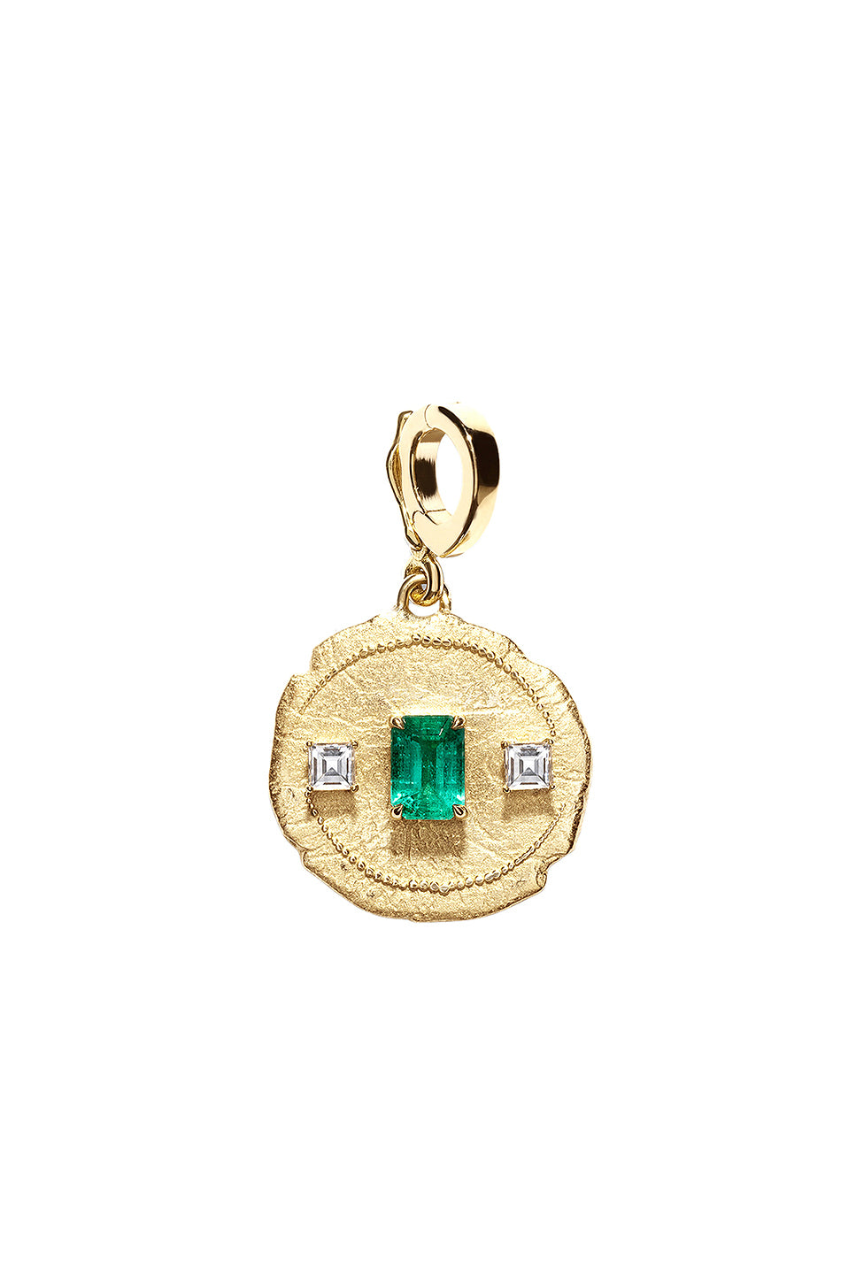 Trio Small Emerald Coin Charm