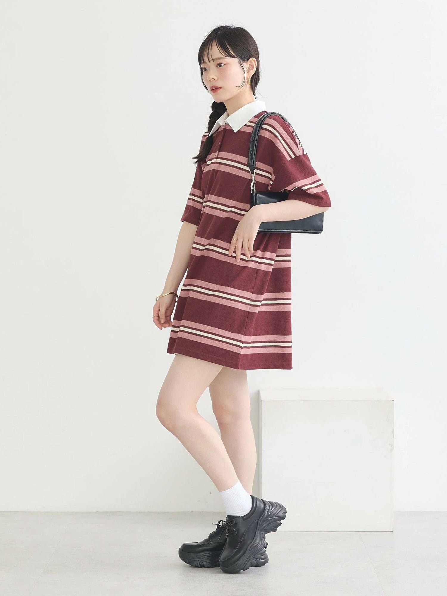 Aiko Retro Border Rugby Mini Dress