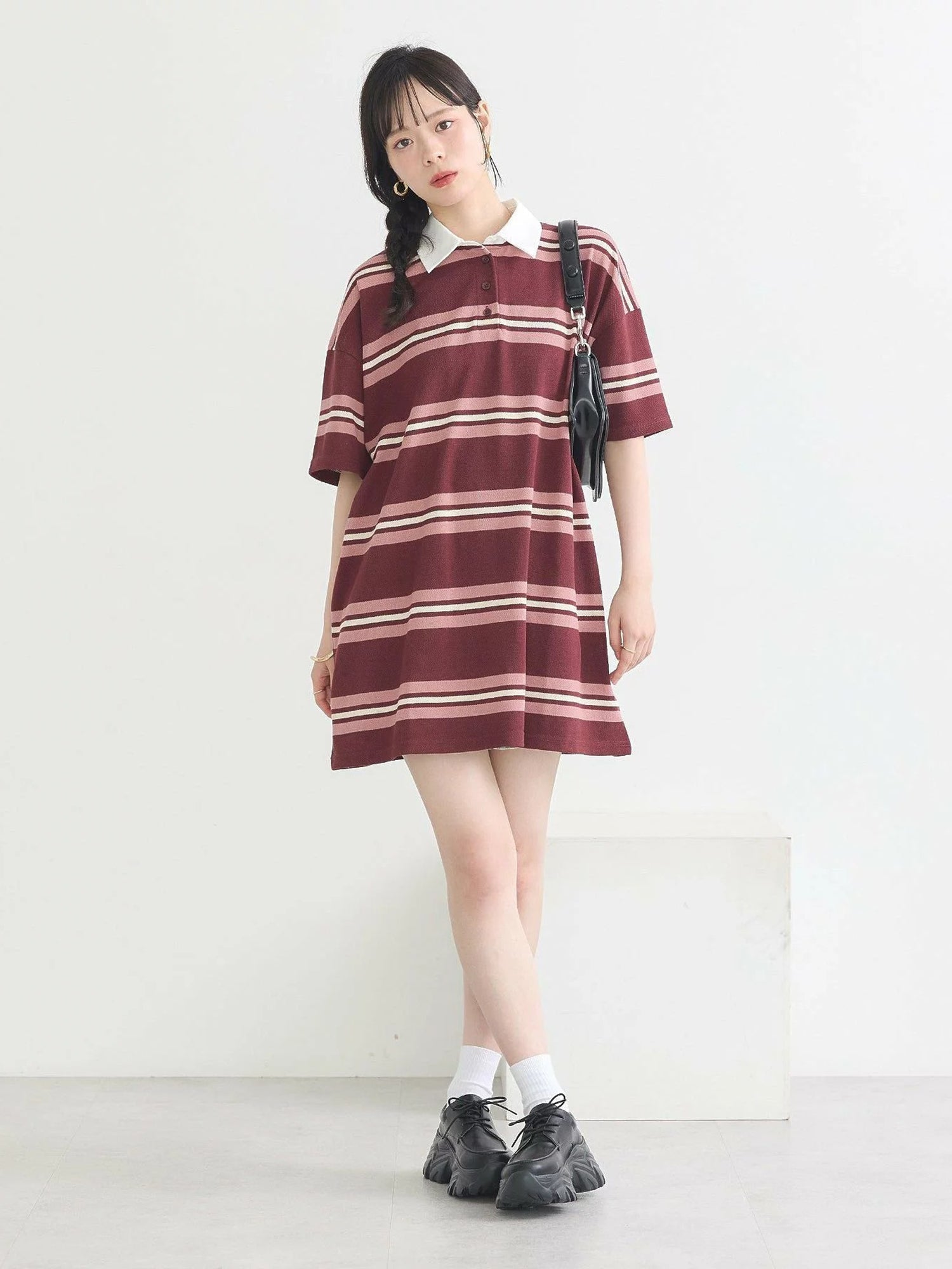 Aiko Retro Border Rugby Mini Dress