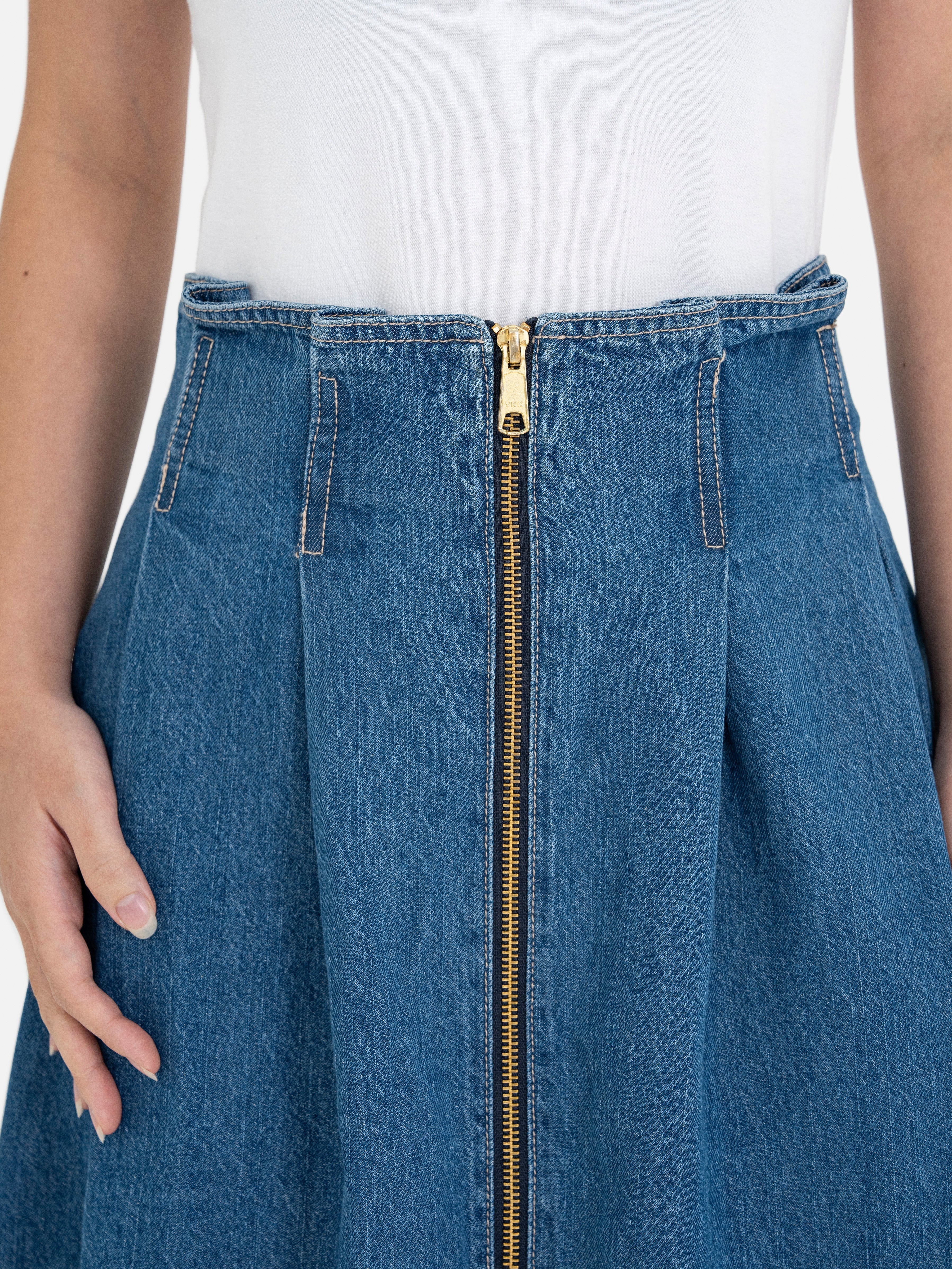 Amami Front Zip Denim Skirt