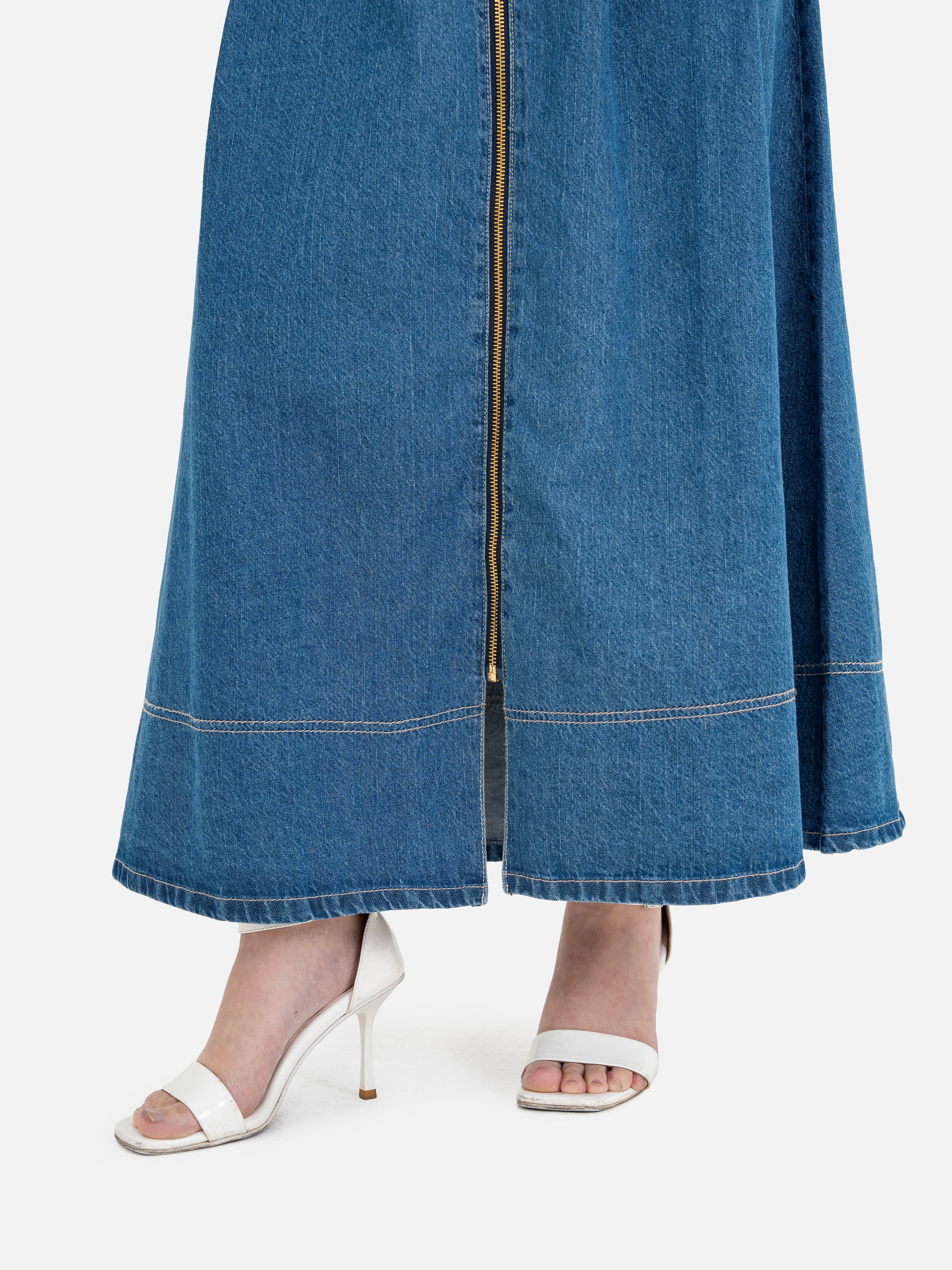 Amami Front Zip Denim Skirt