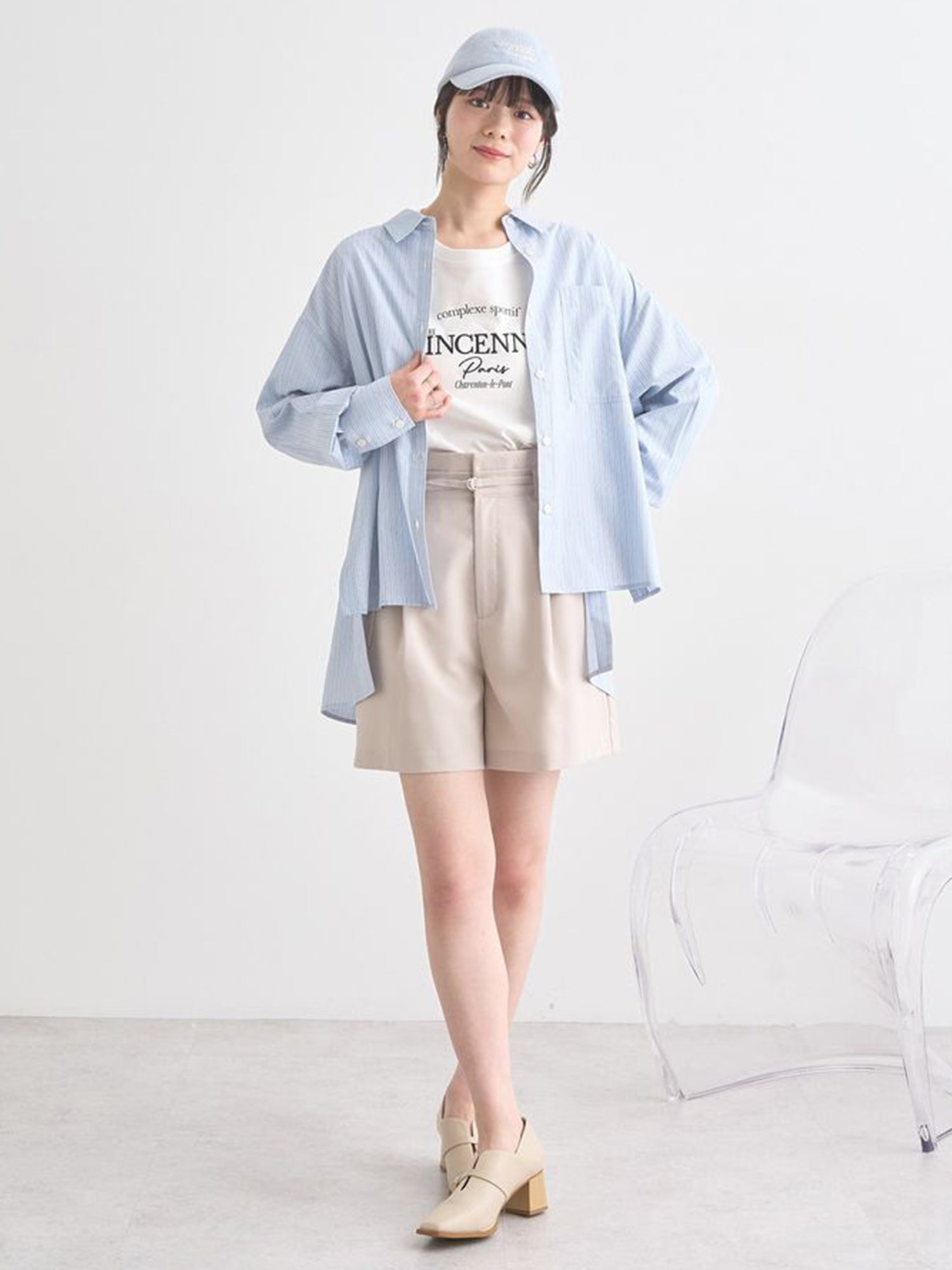Chiryu Side Slit Striped Overshirt