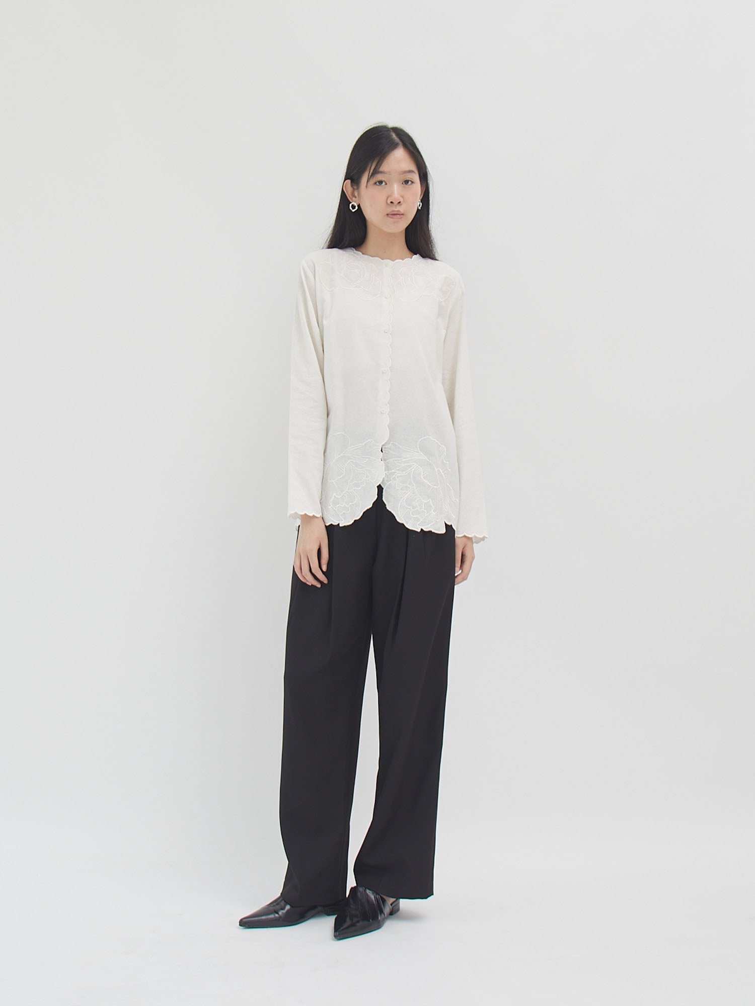 Peony Embroidery Shirt Jacket