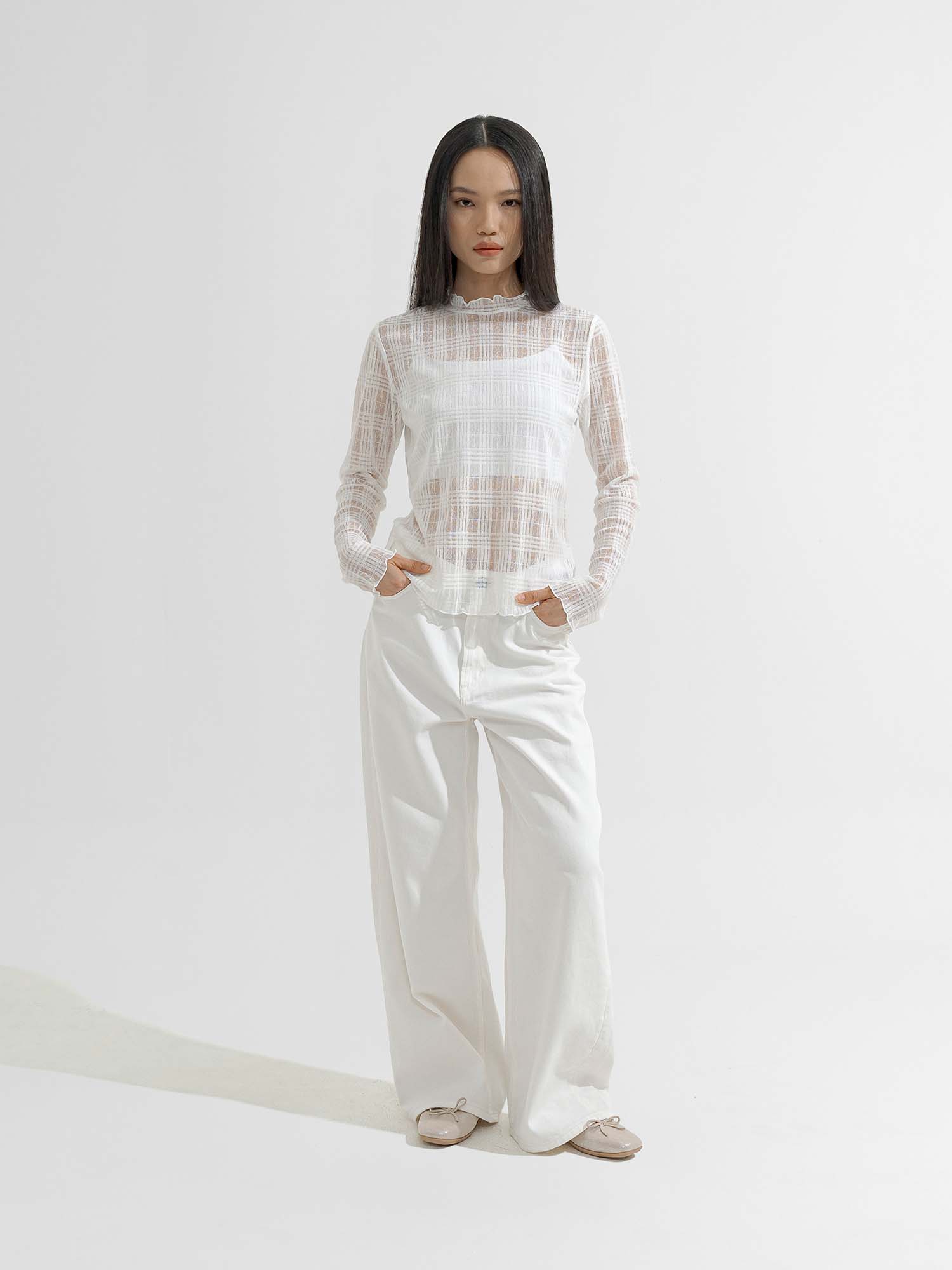 Fumie Sheer Check Pullover