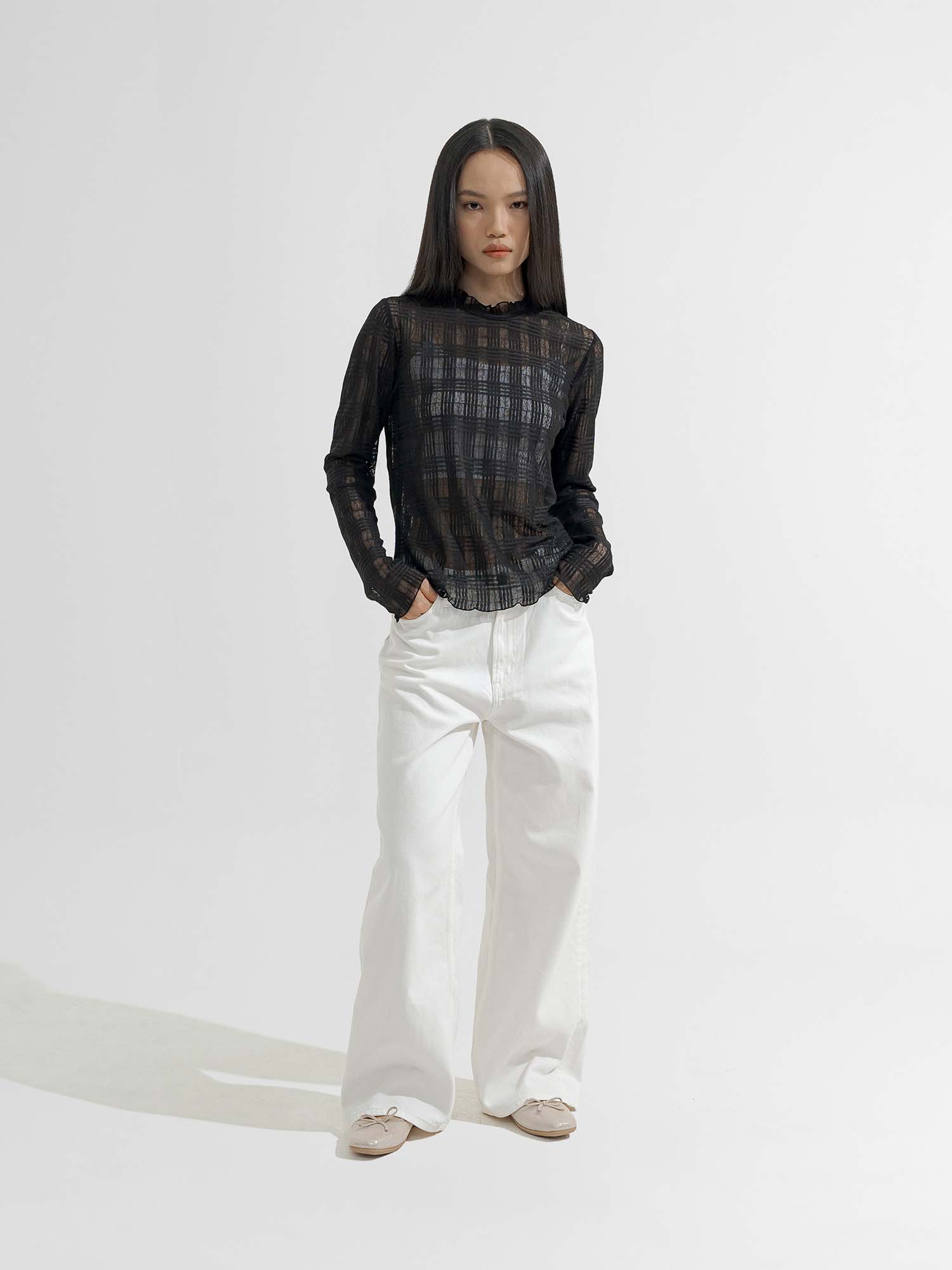 Fumie Sheer Check Pullover