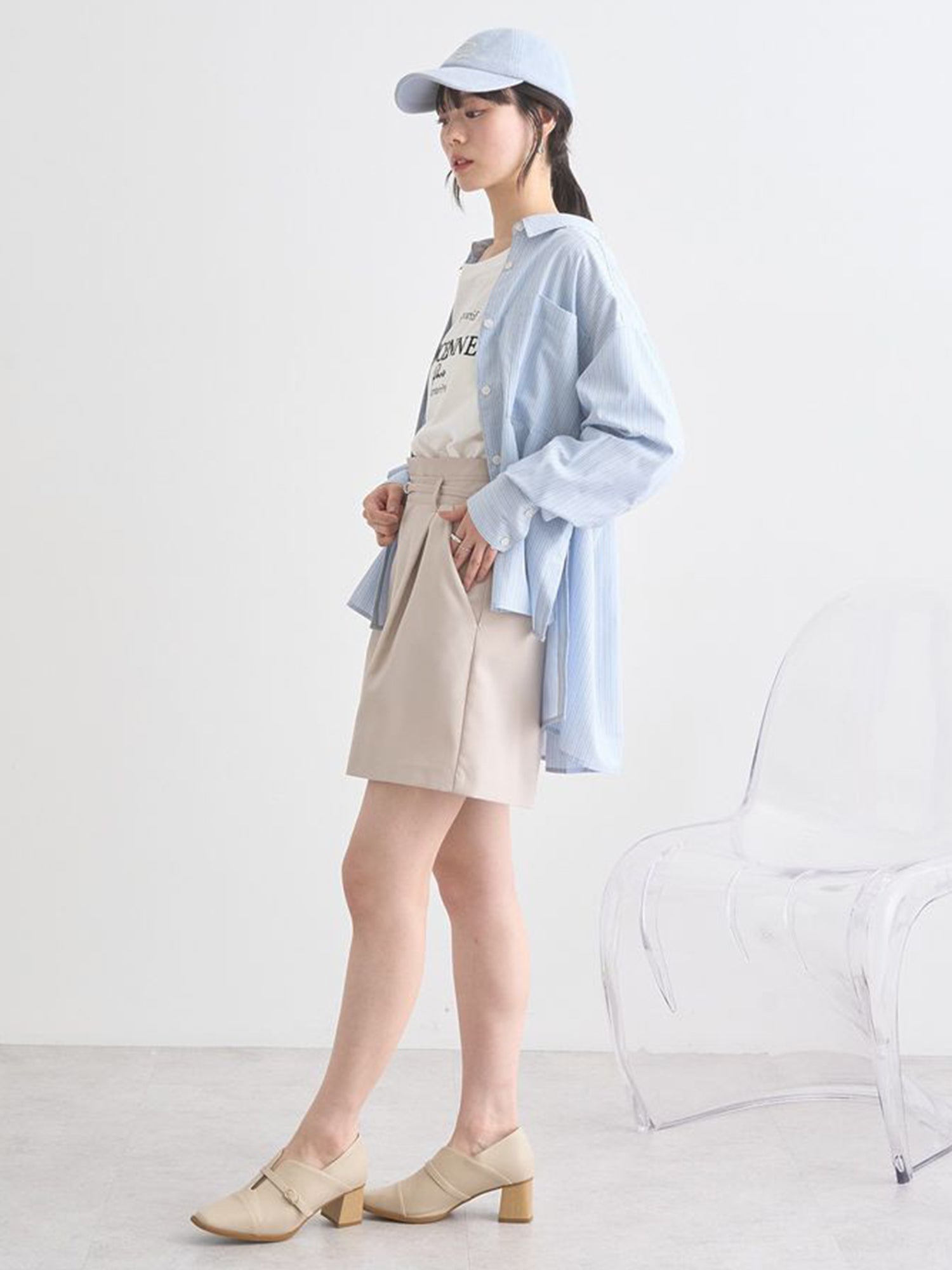Chiryu Side Slit Striped Overshirt