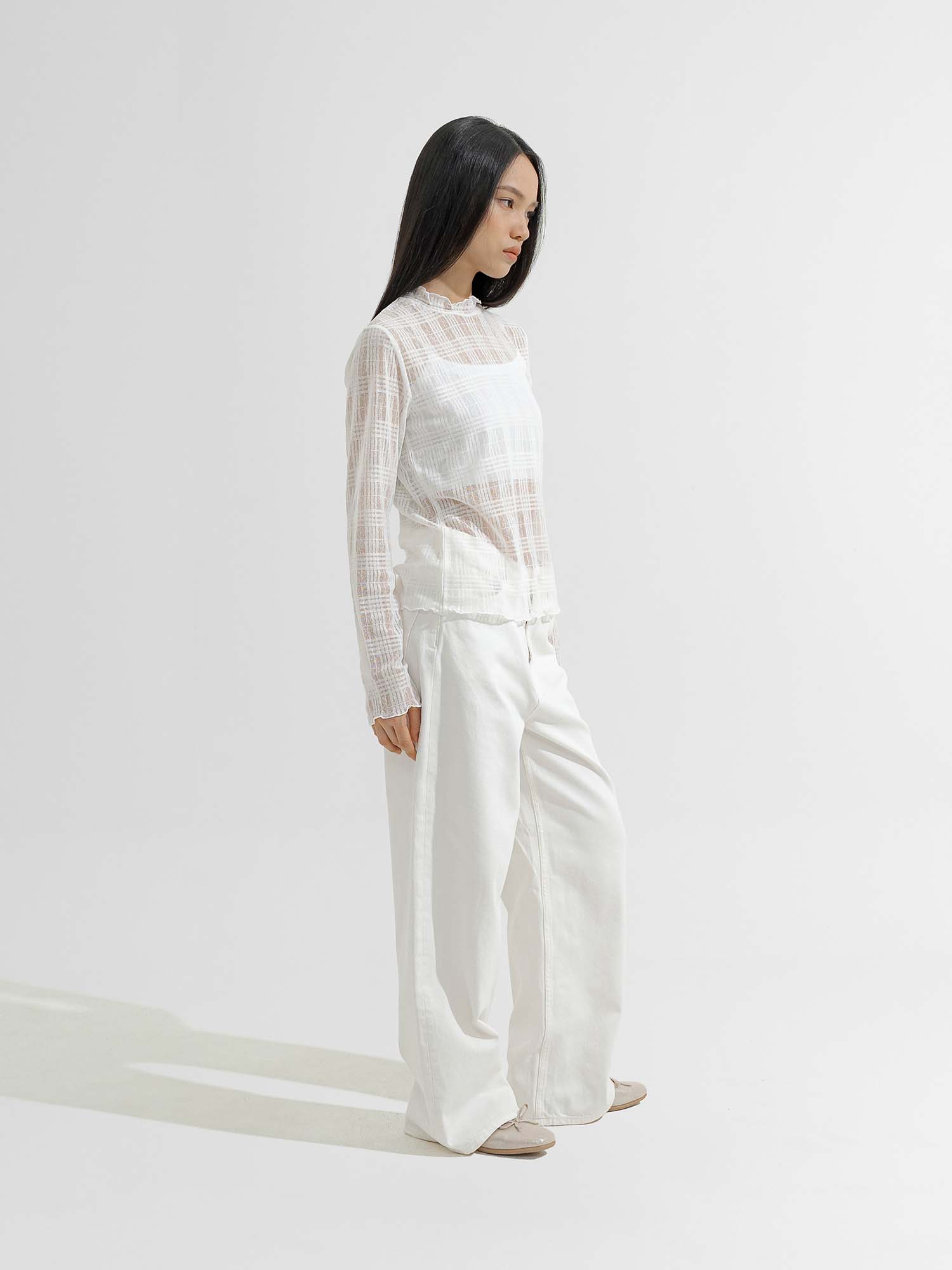 Fumie Sheer Check Pullover