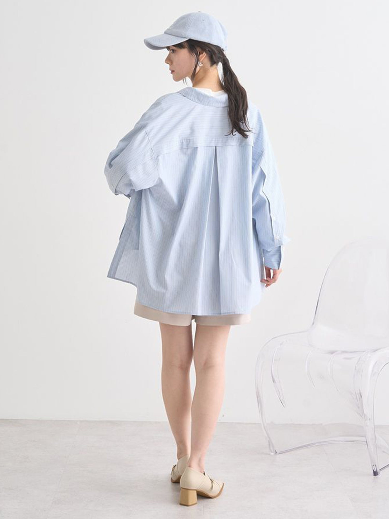 Chiryu Side Slit Striped Overshirt