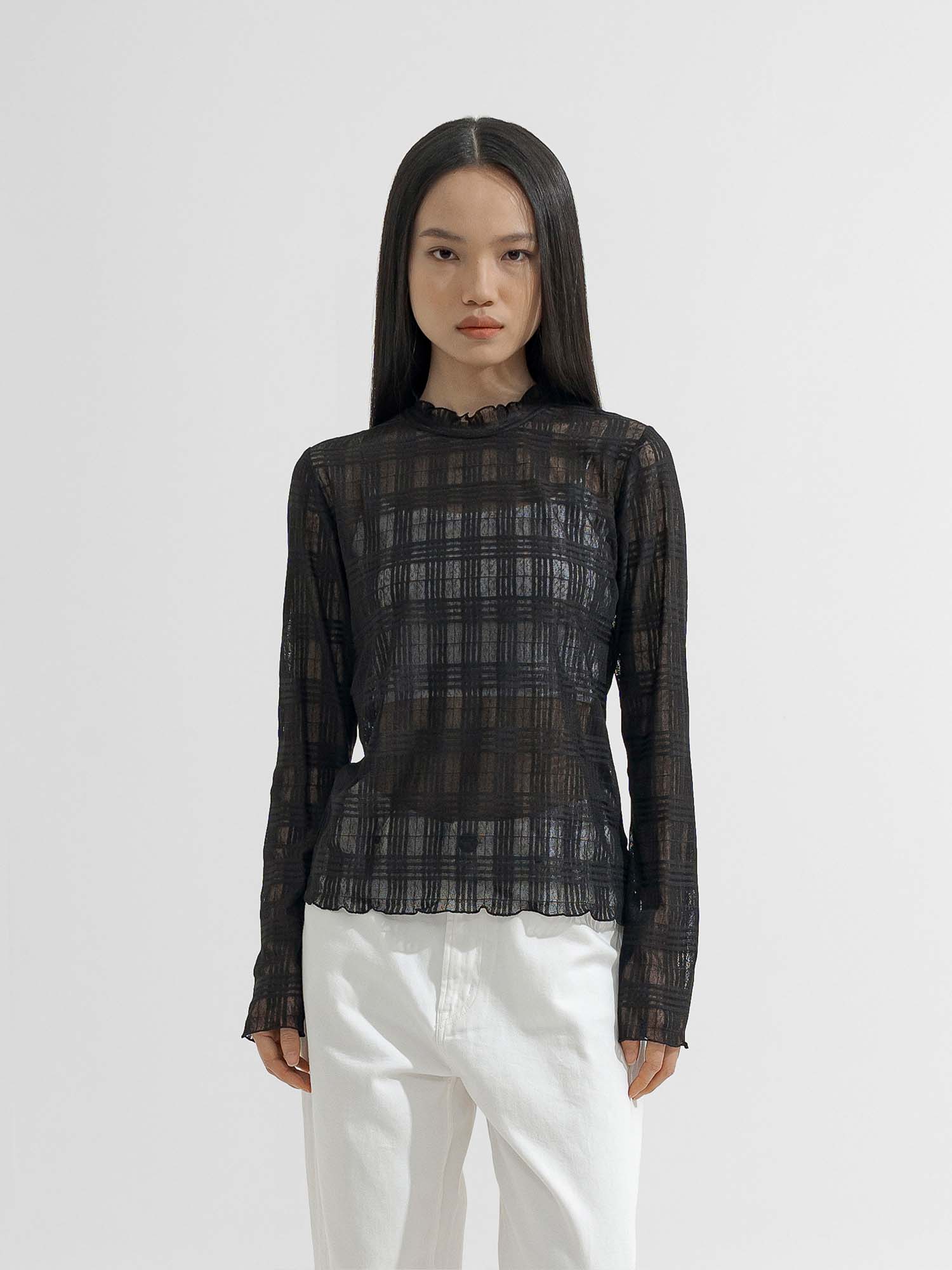 Fumie Sheer Check Pullover