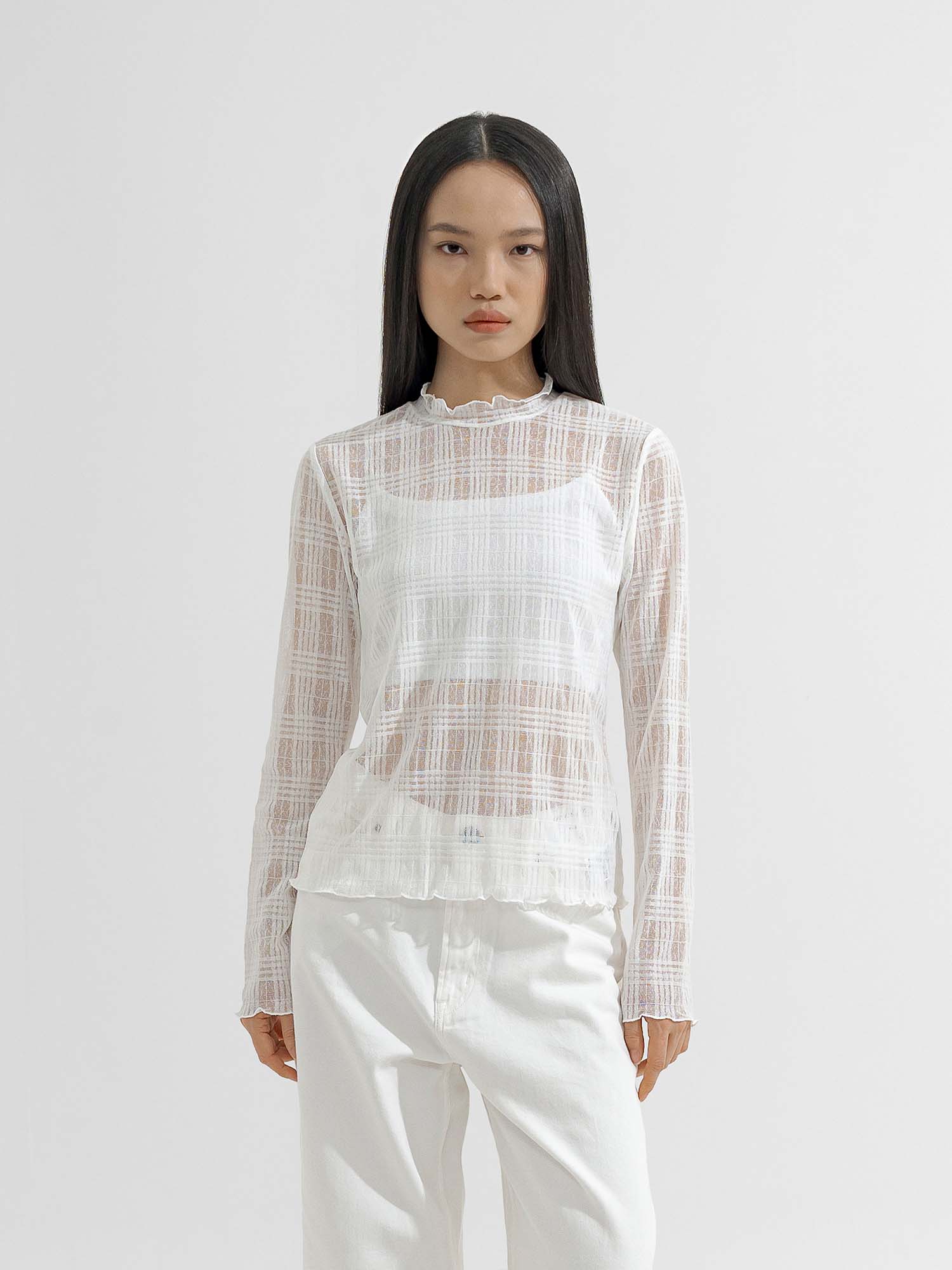 Fumie Sheer Check Pullover
