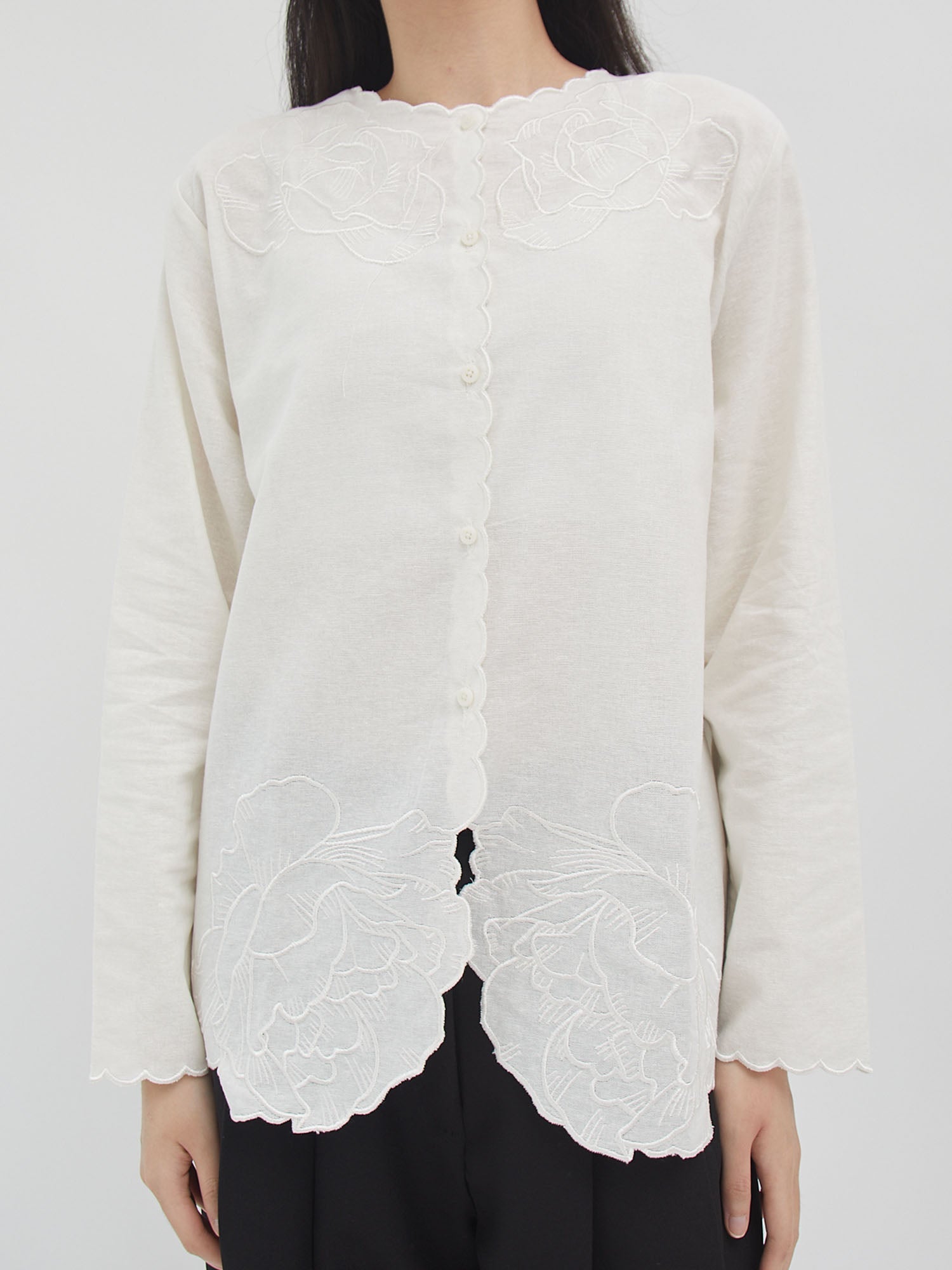 Peony Embroidery Shirt Jacket