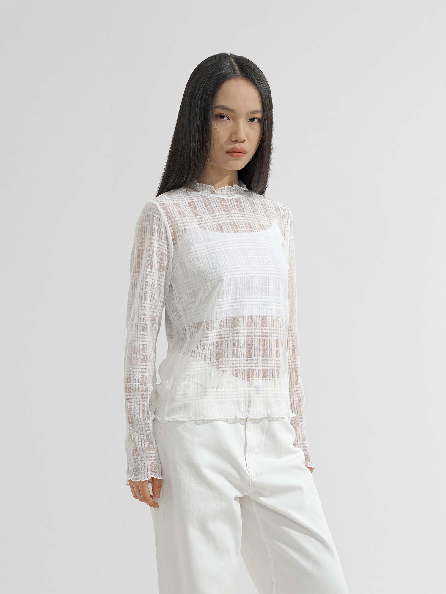 Fumie Sheer Check Pullover