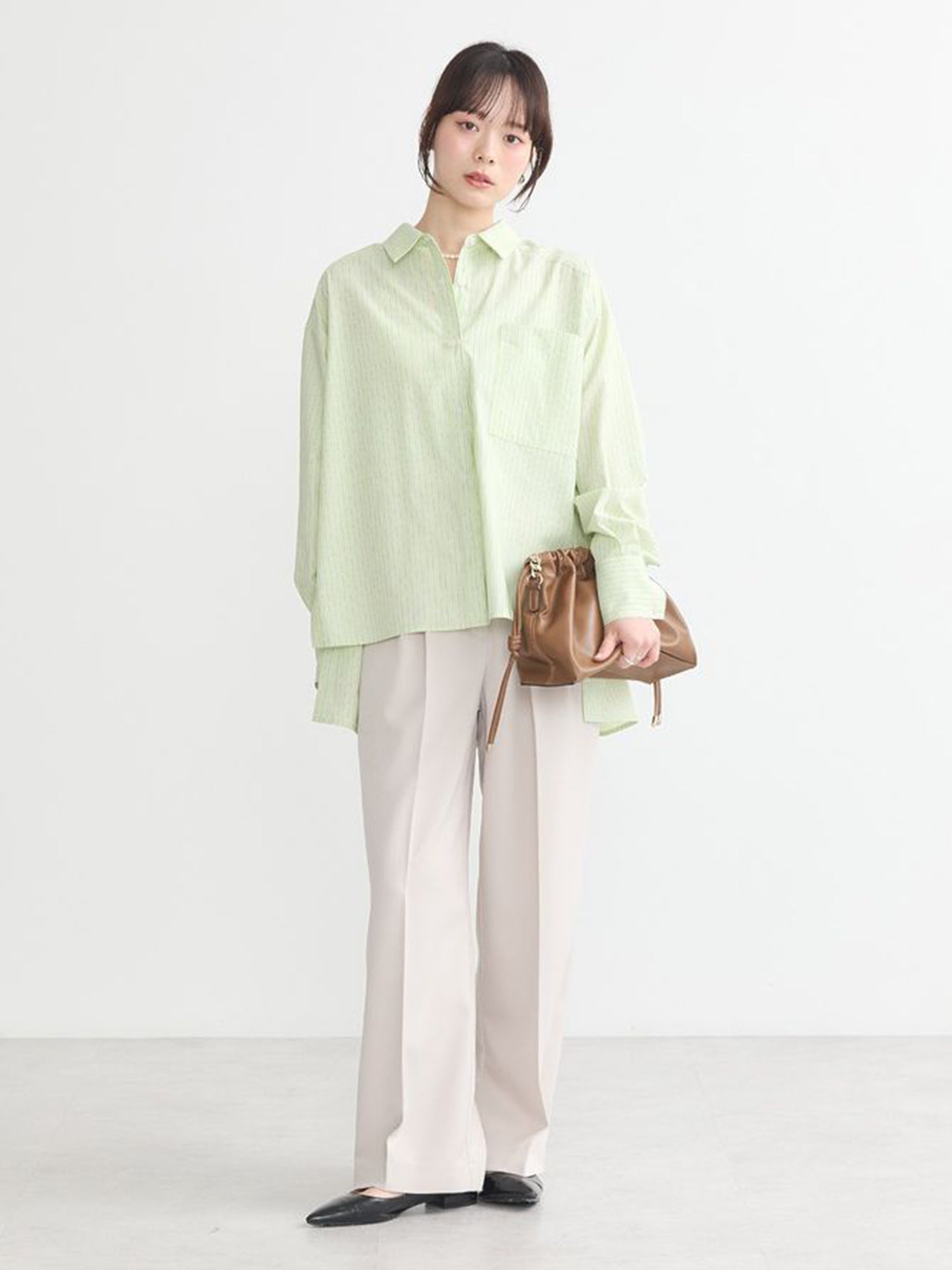 Chiryu Side Slit Striped Overshirt