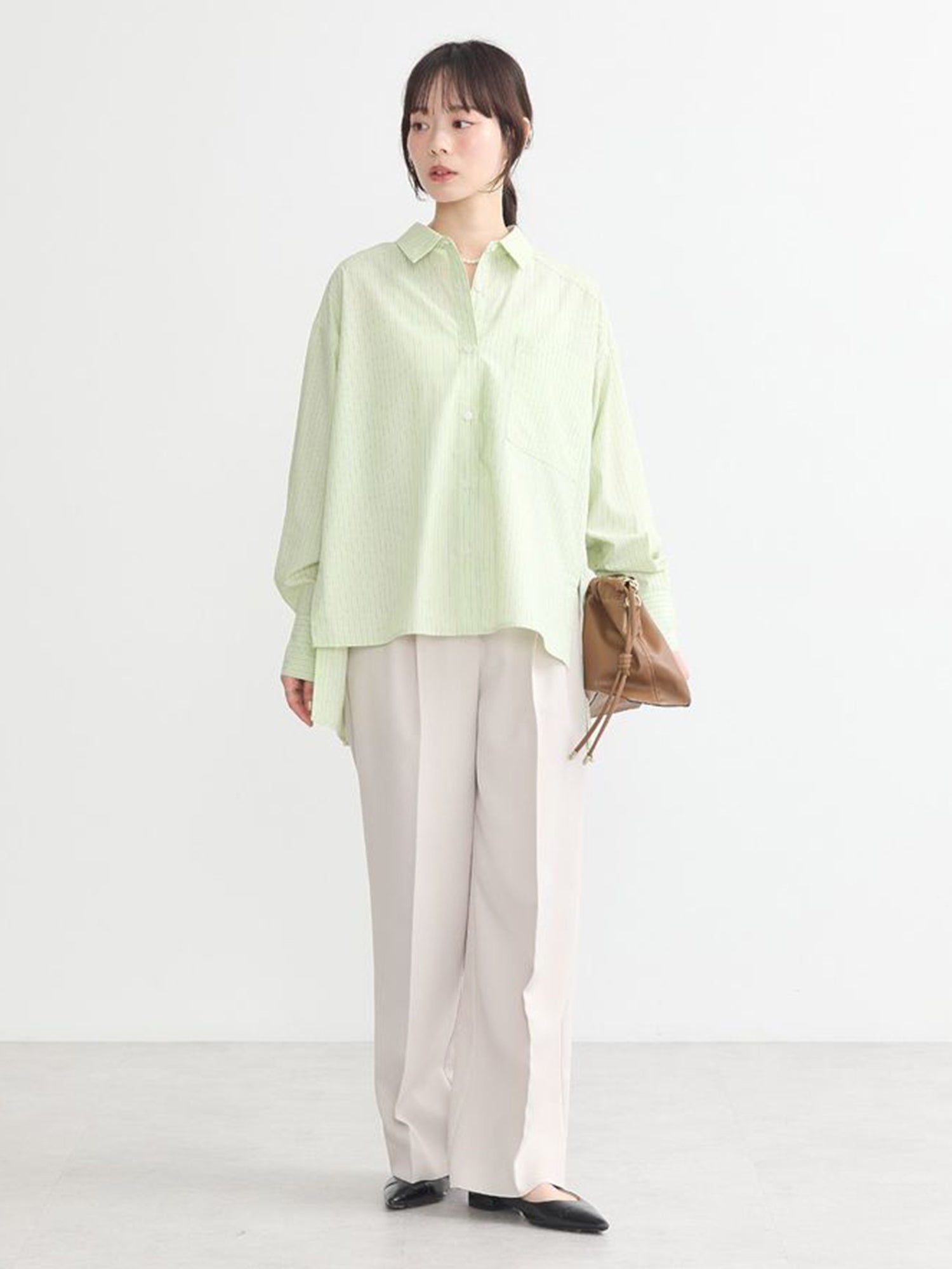 Chiryu Side Slit Striped Overshirt
