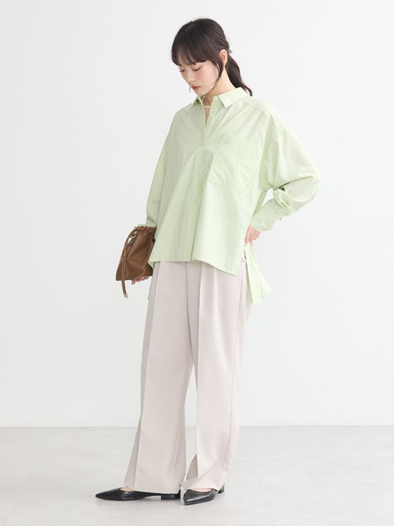 Chiryu Side Slit Striped Overshirt