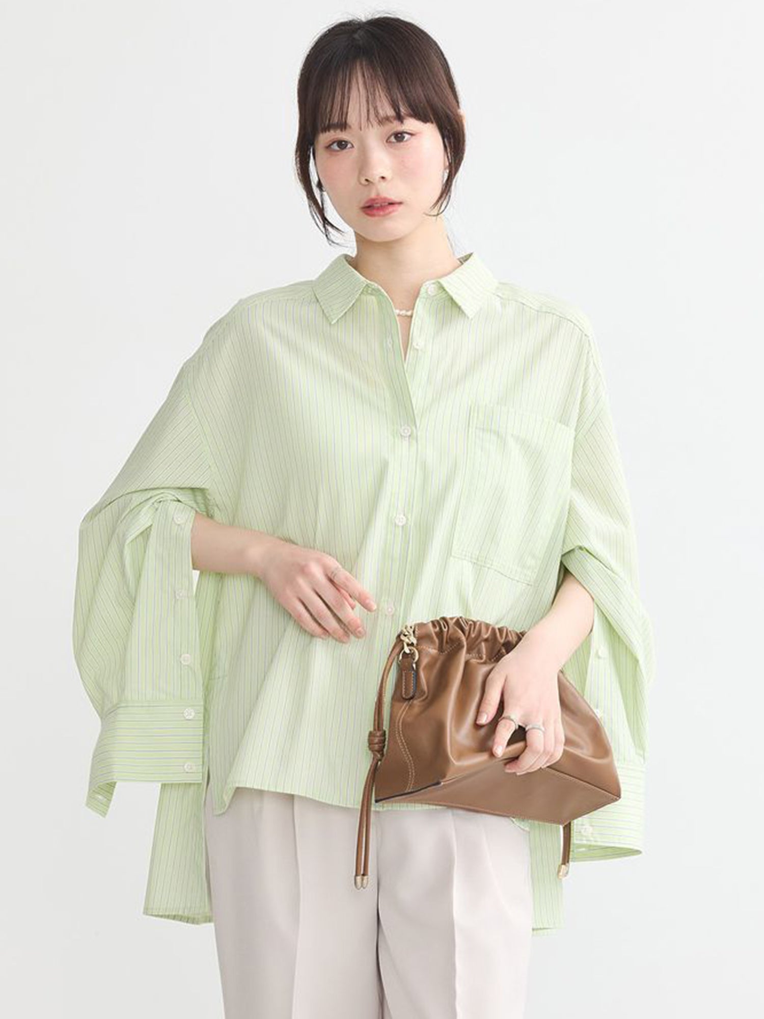 Chiryu Side Slit Striped Overshirt