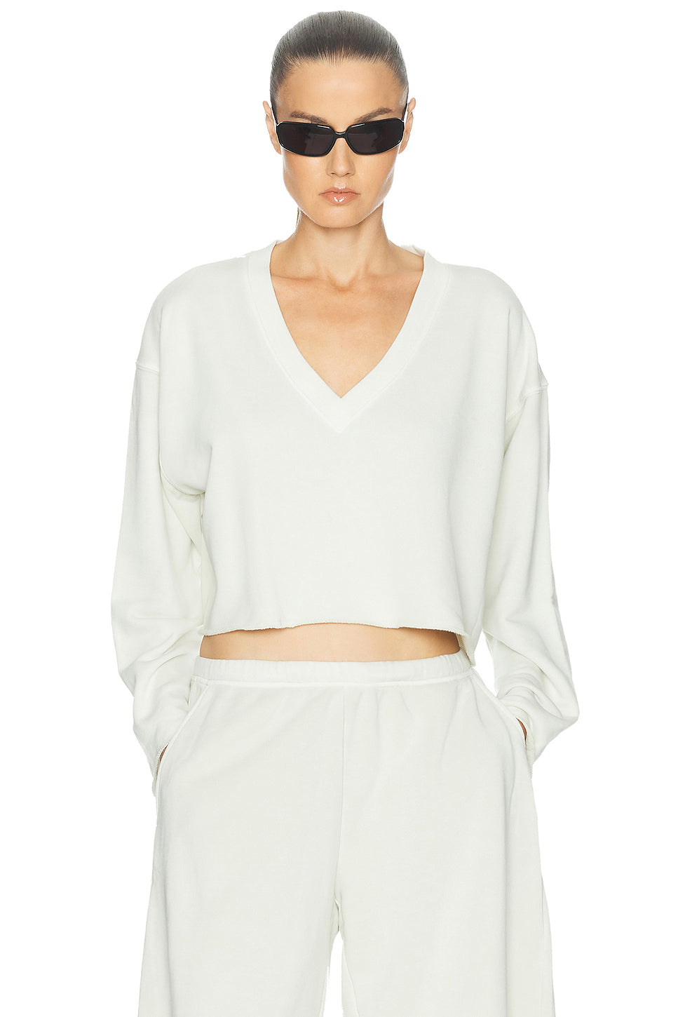 Fade Out Cropped Long Sleeve Sweatshirt