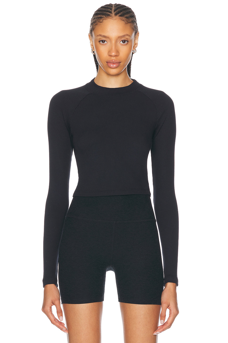 Contours Mock Neck Cropped Top