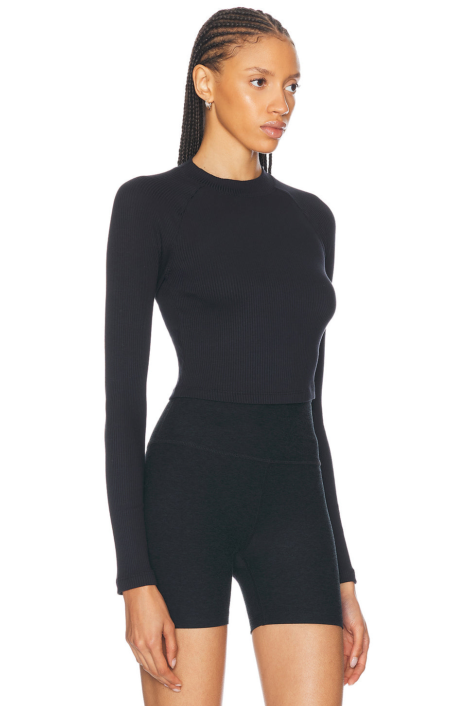 Contours Mock Neck Cropped Top