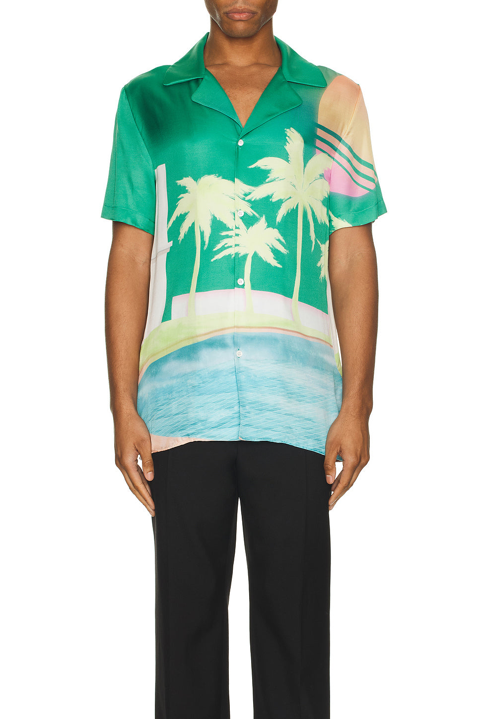 Short Sleeve Palm Print Pyjama Shirt