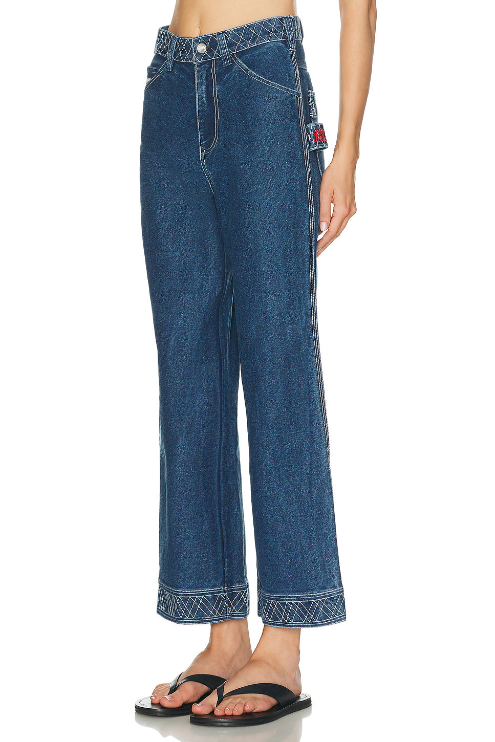 Embroidered Knolly Brook Straight Leg