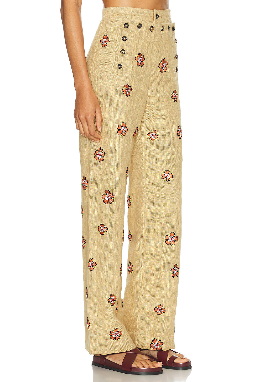 Embroidered Wax Flower Trouser