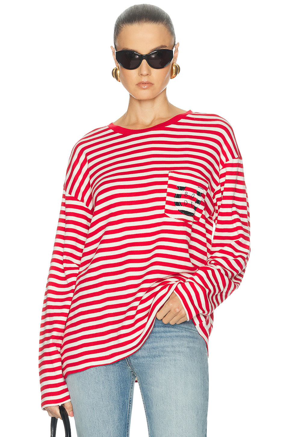 Rib Stripe Horseshoe Long Sleeve Tee