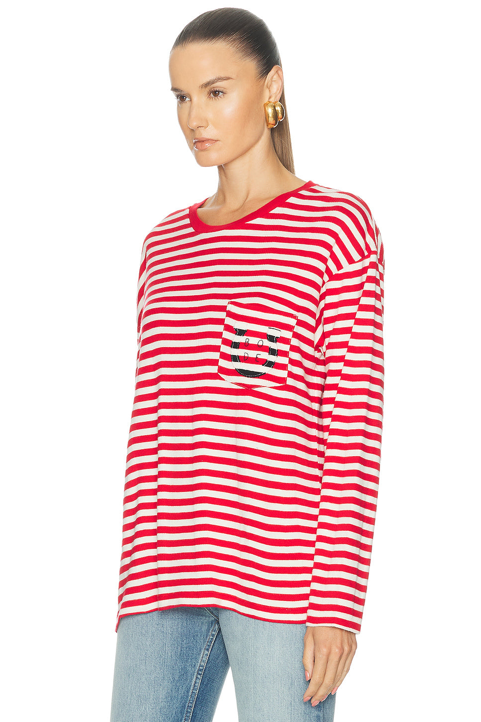 Rib Stripe Horseshoe Long Sleeve Tee