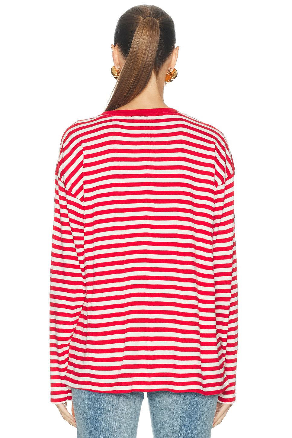 Rib Stripe Horseshoe Long Sleeve Tee