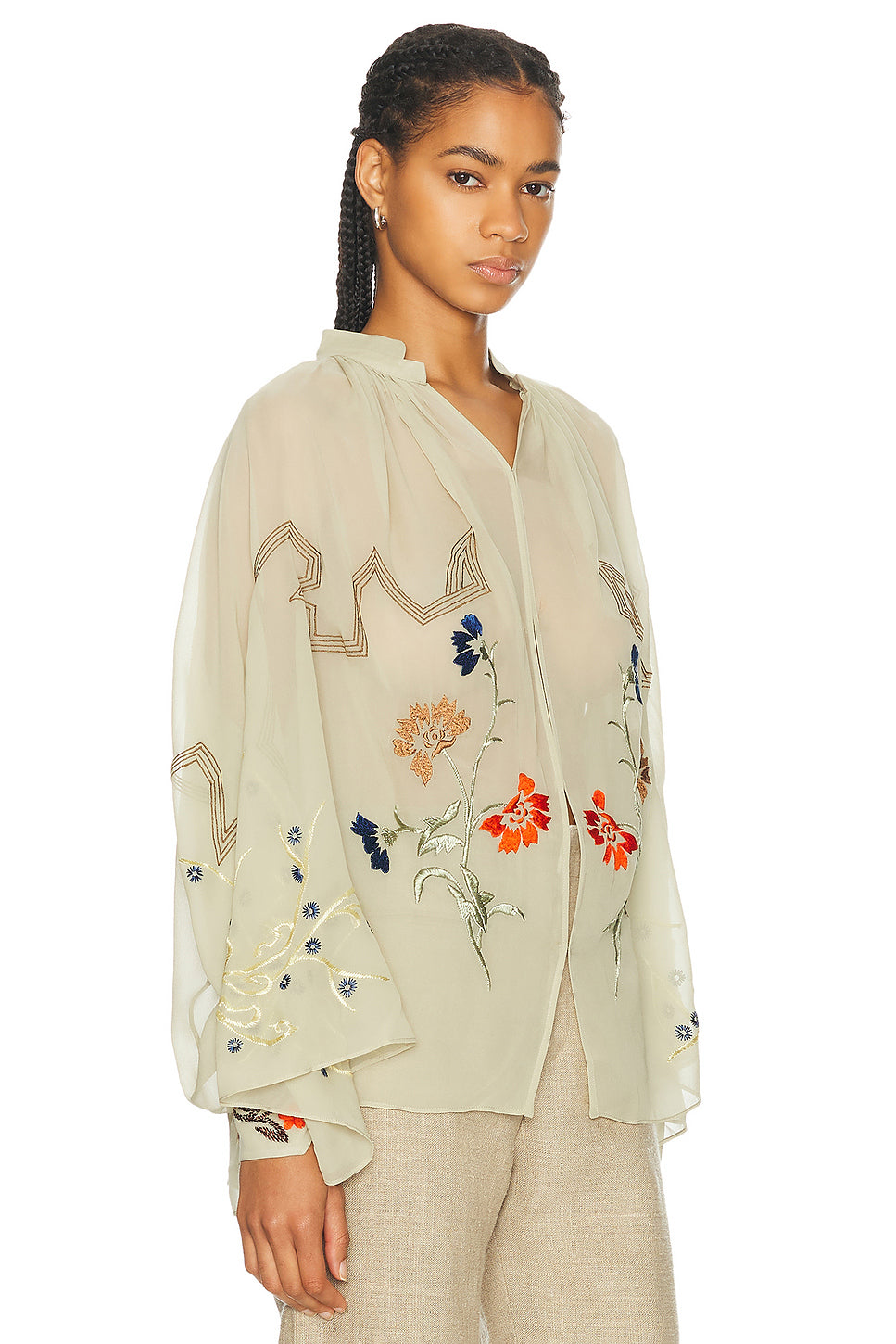 Embroidered Flower Study Shirt